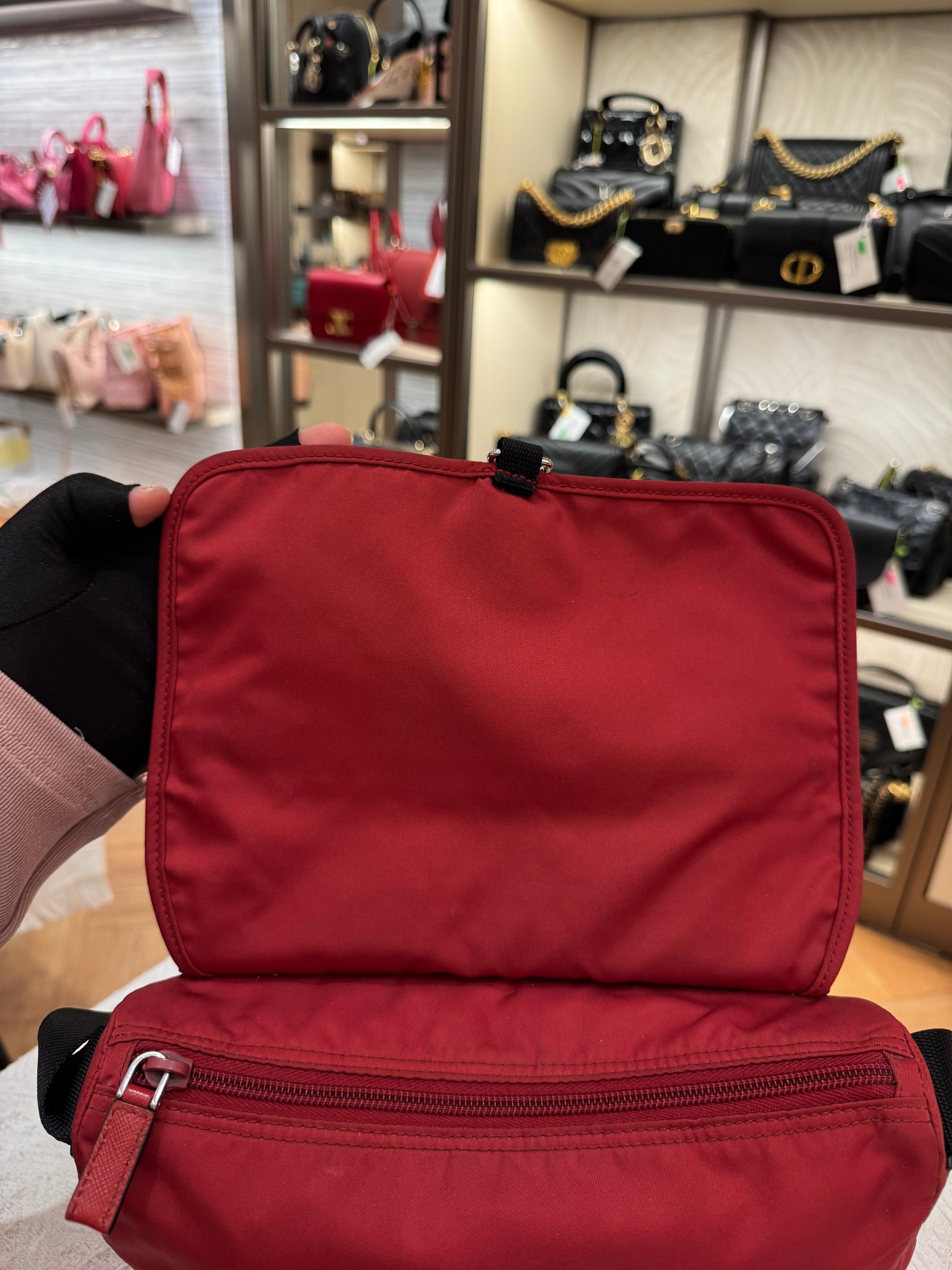 Prada Sling Nylon Red Black