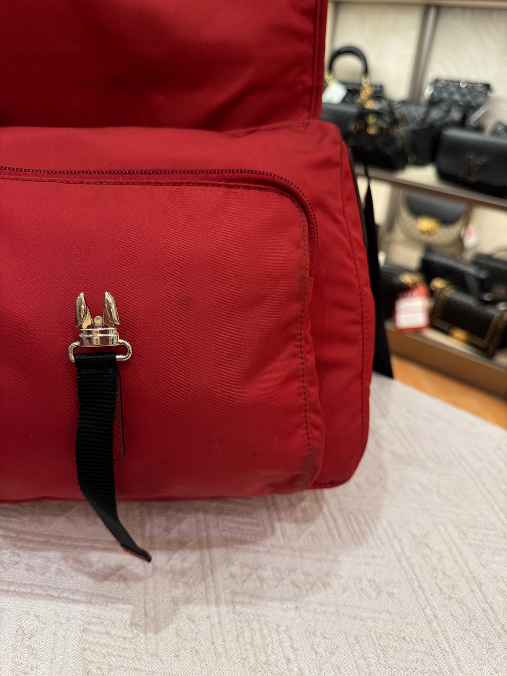 Prada Sling Nylon Red Black