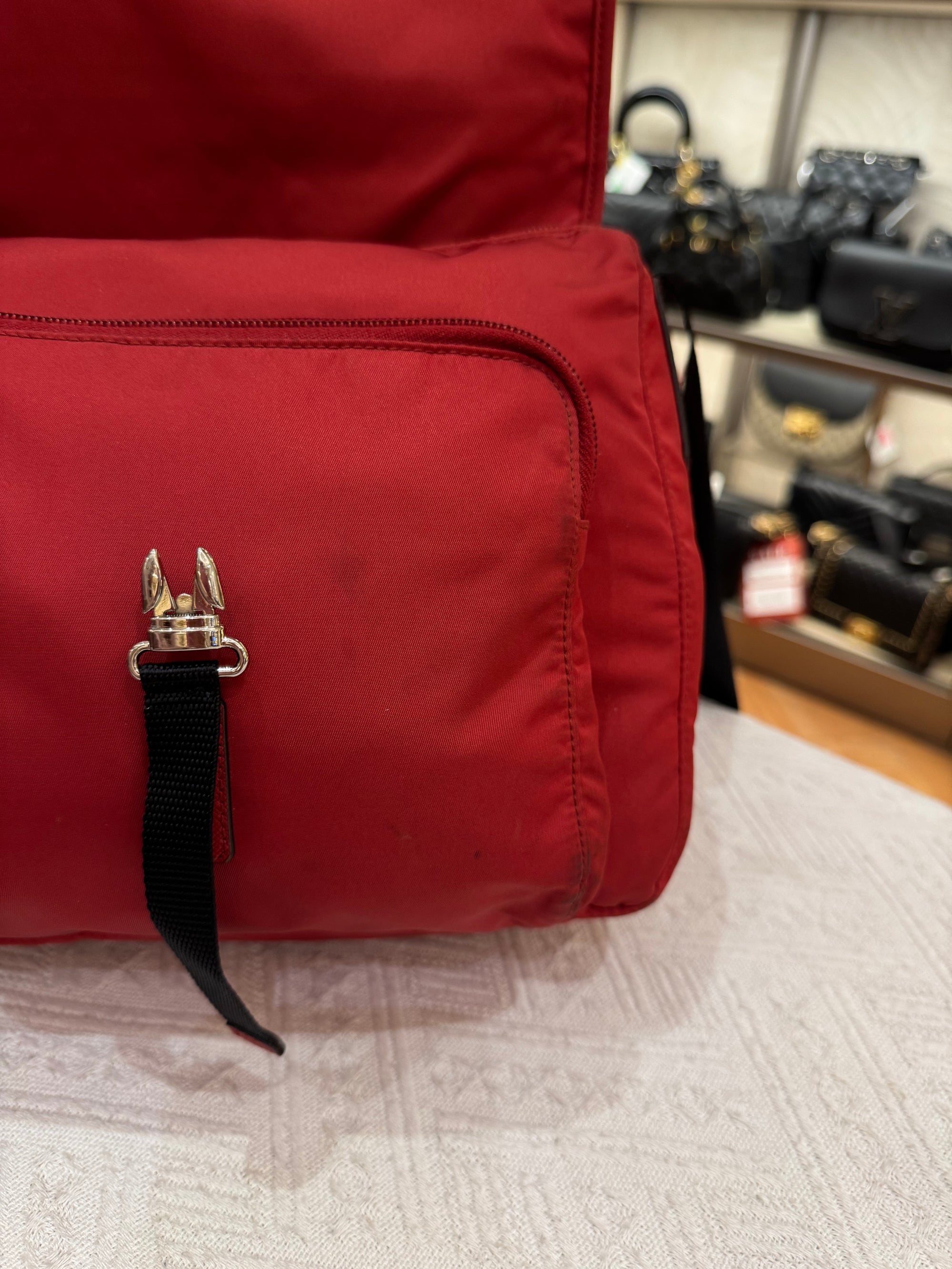 Prada Sling Nylon Red Black