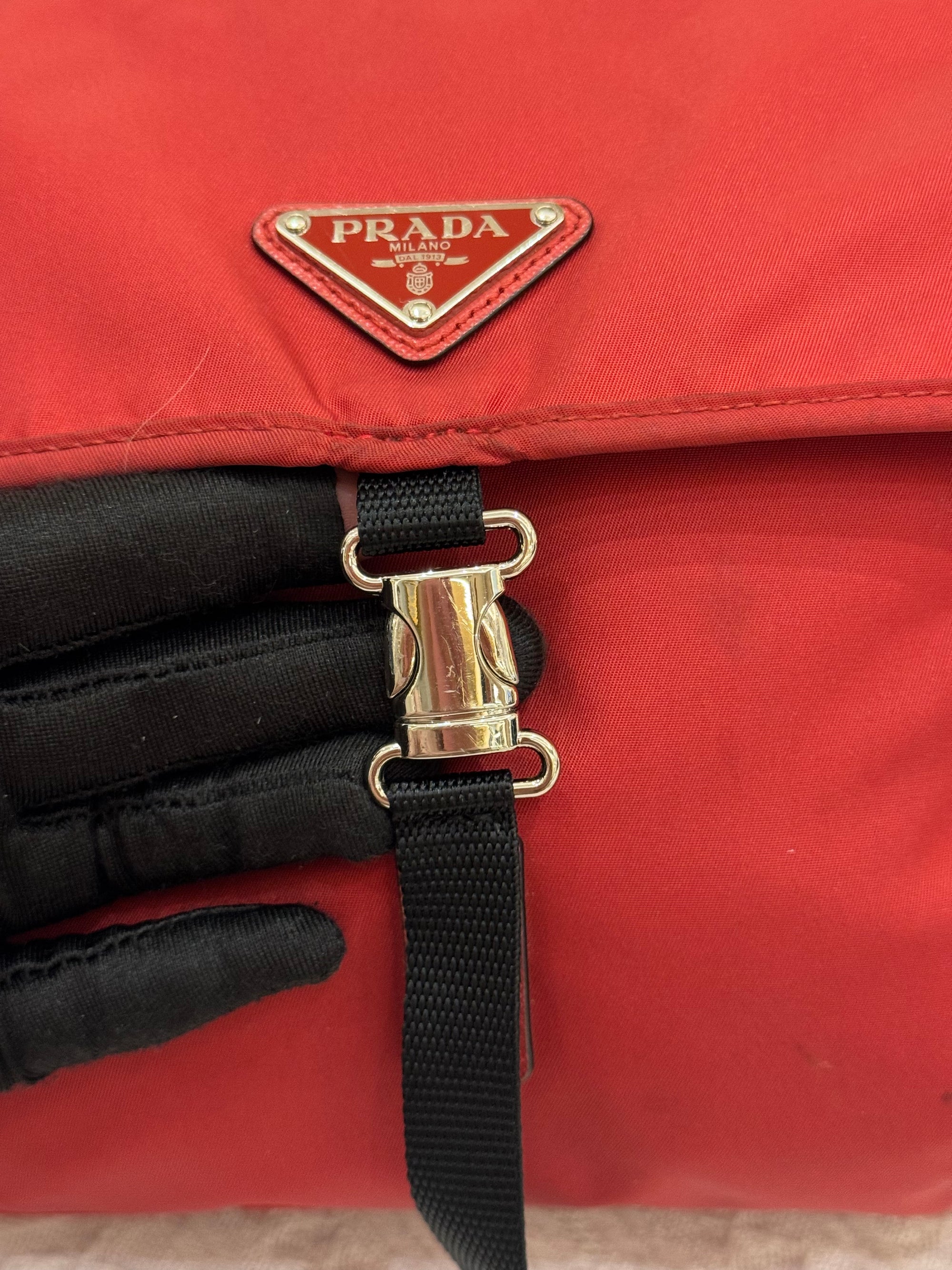 Prada Sling Nylon Red Black