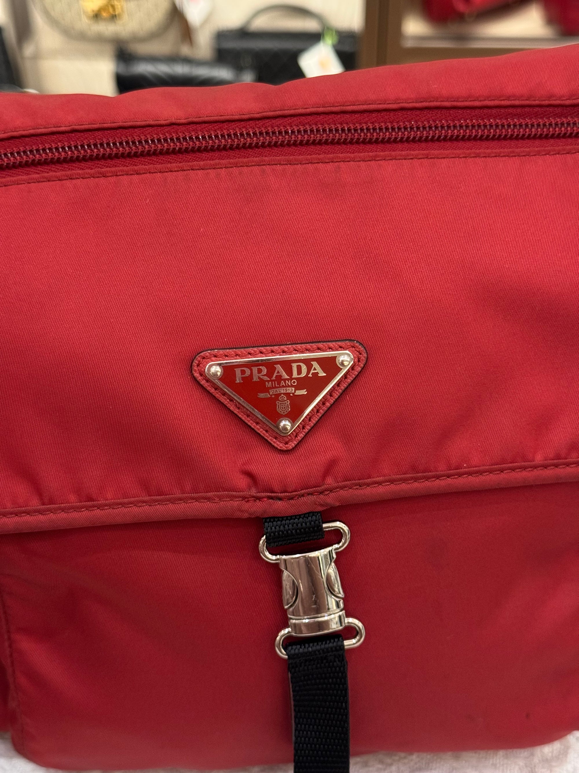 Prada Sling Nylon Red Black