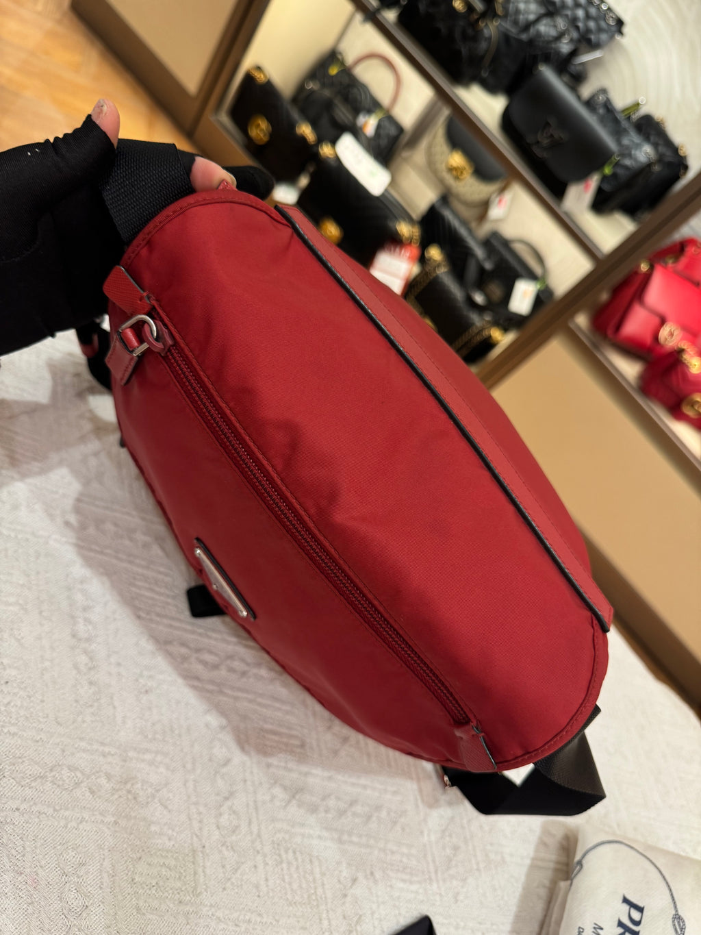 Prada Sling Nylon Red Black