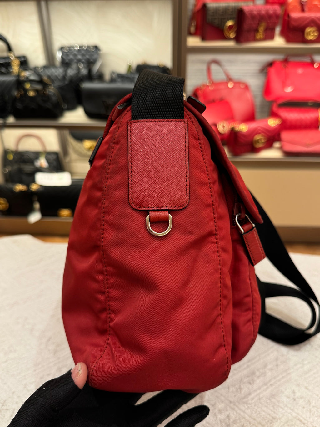 Prada Sling Nylon Red Black