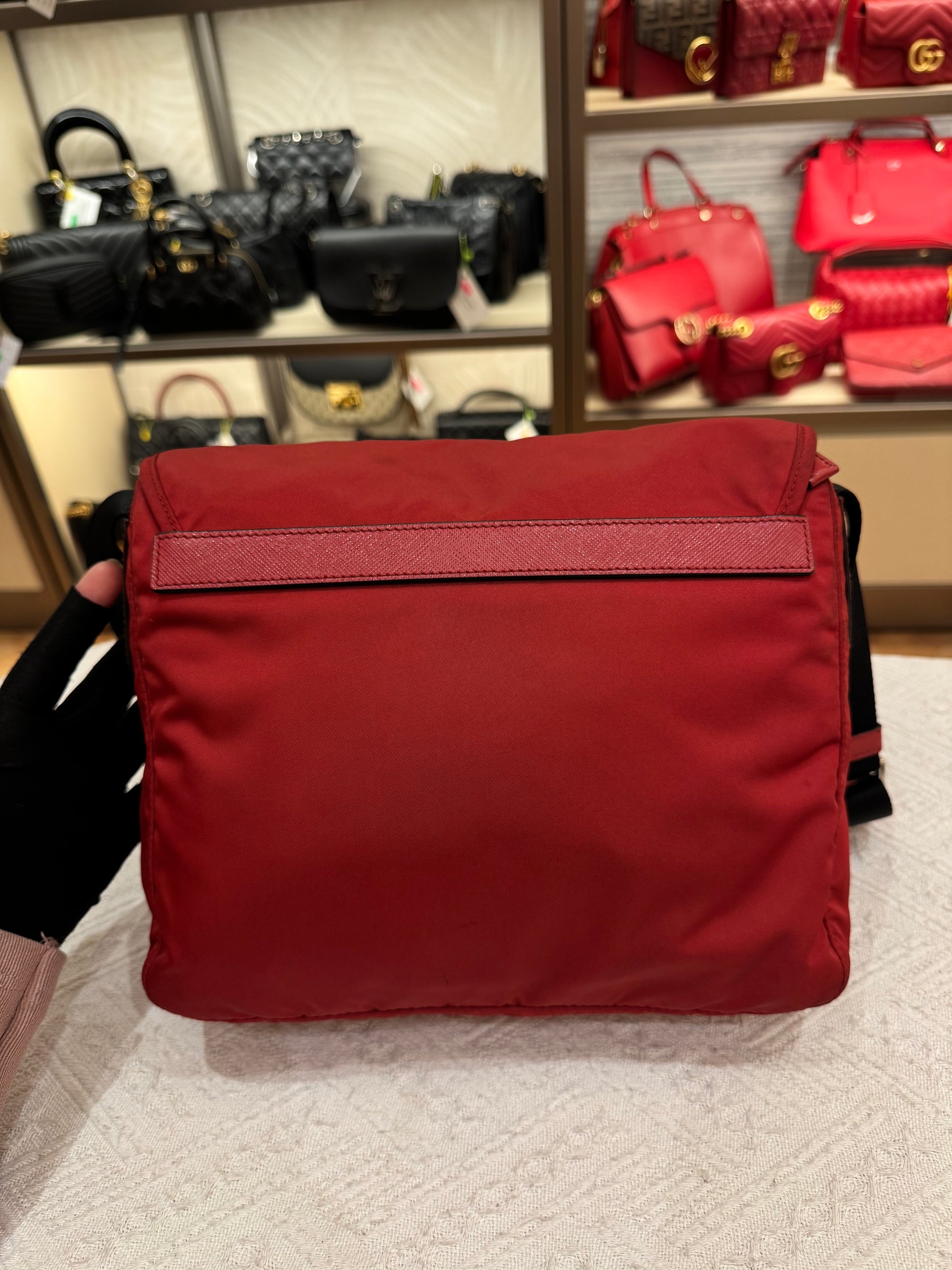 Prada Sling Nylon Red Black
