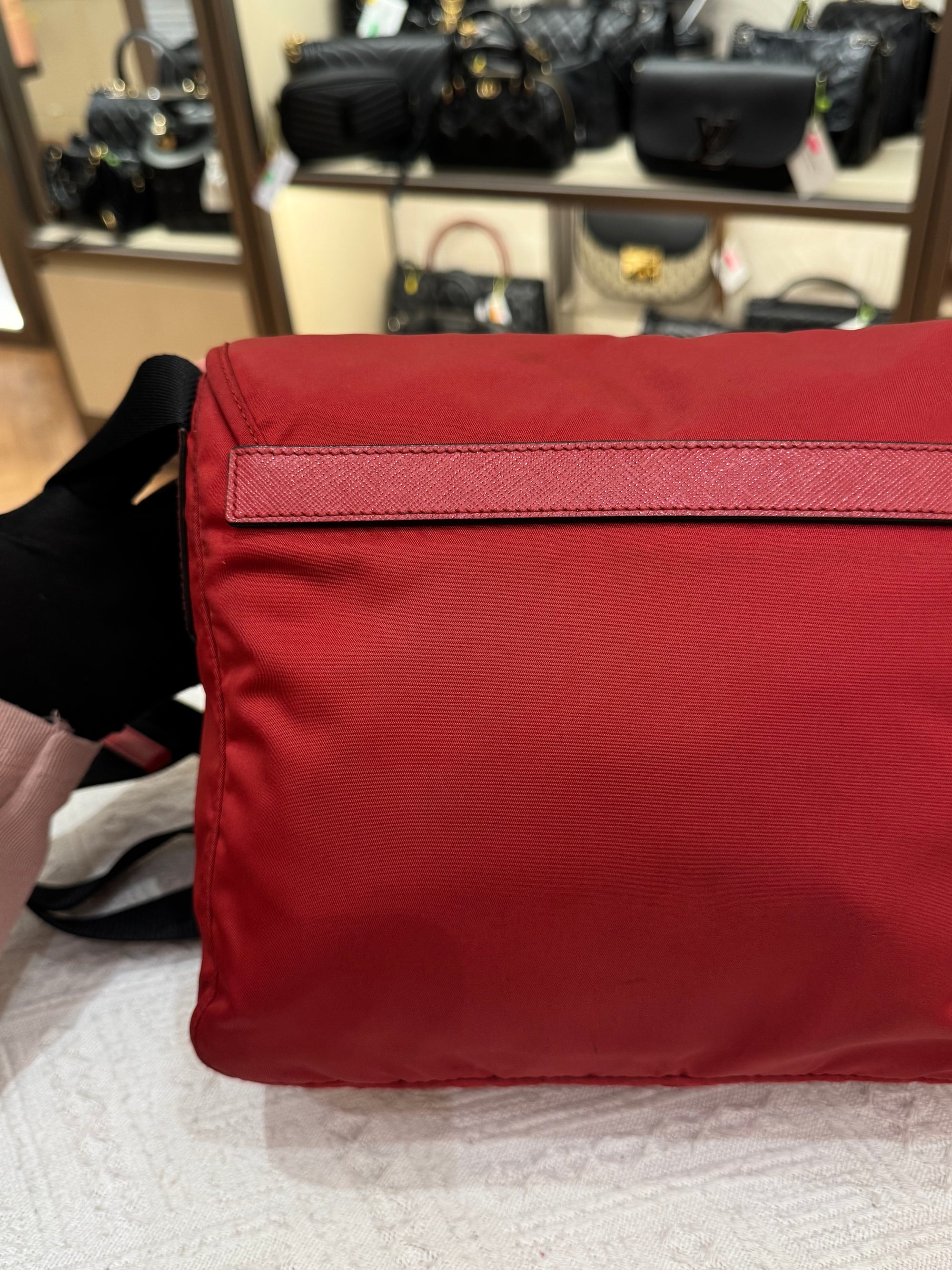 Prada Sling Nylon Red Black