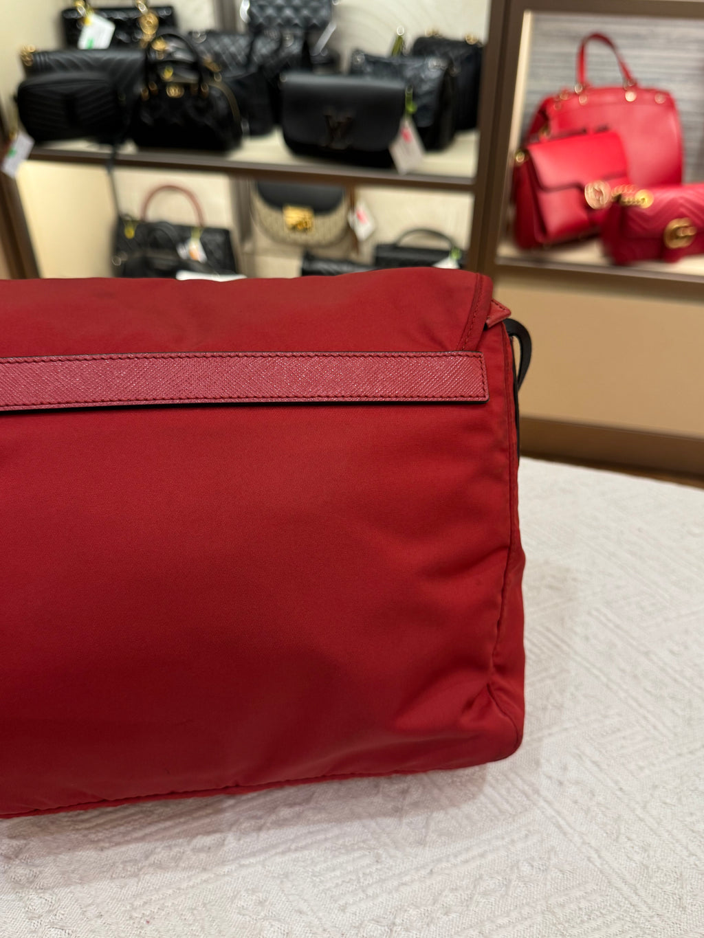 Prada Sling Nylon Red Black