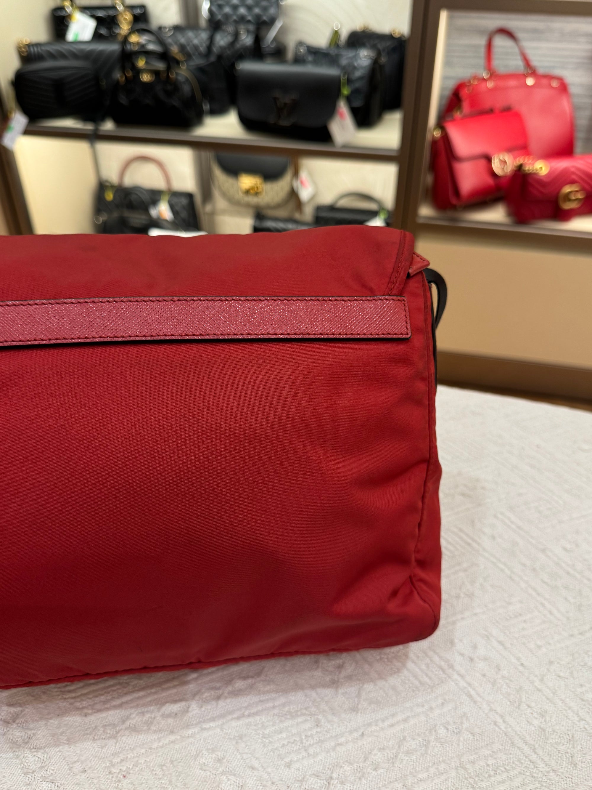Prada Sling Nylon Red Black