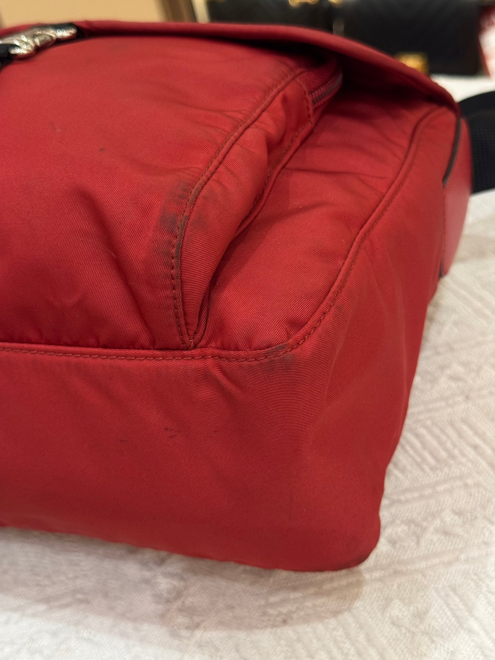 Prada Sling Nylon Red Black
