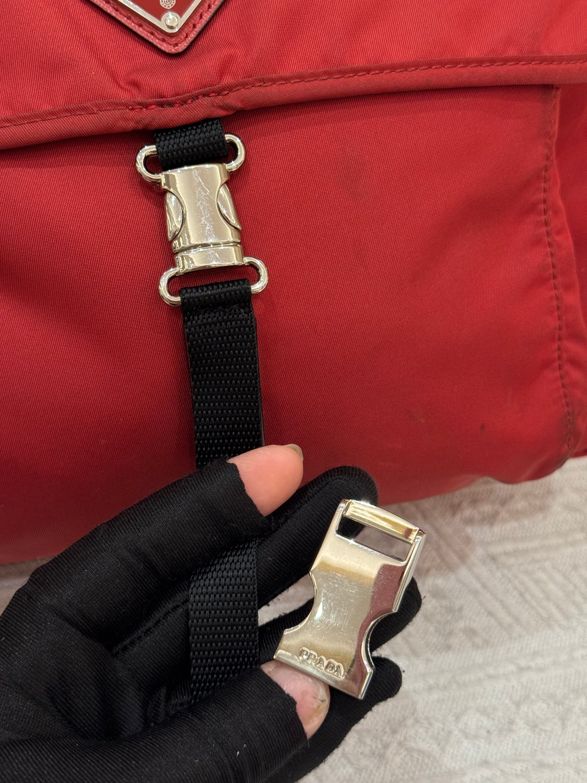 Prada Sling Nylon Red Black