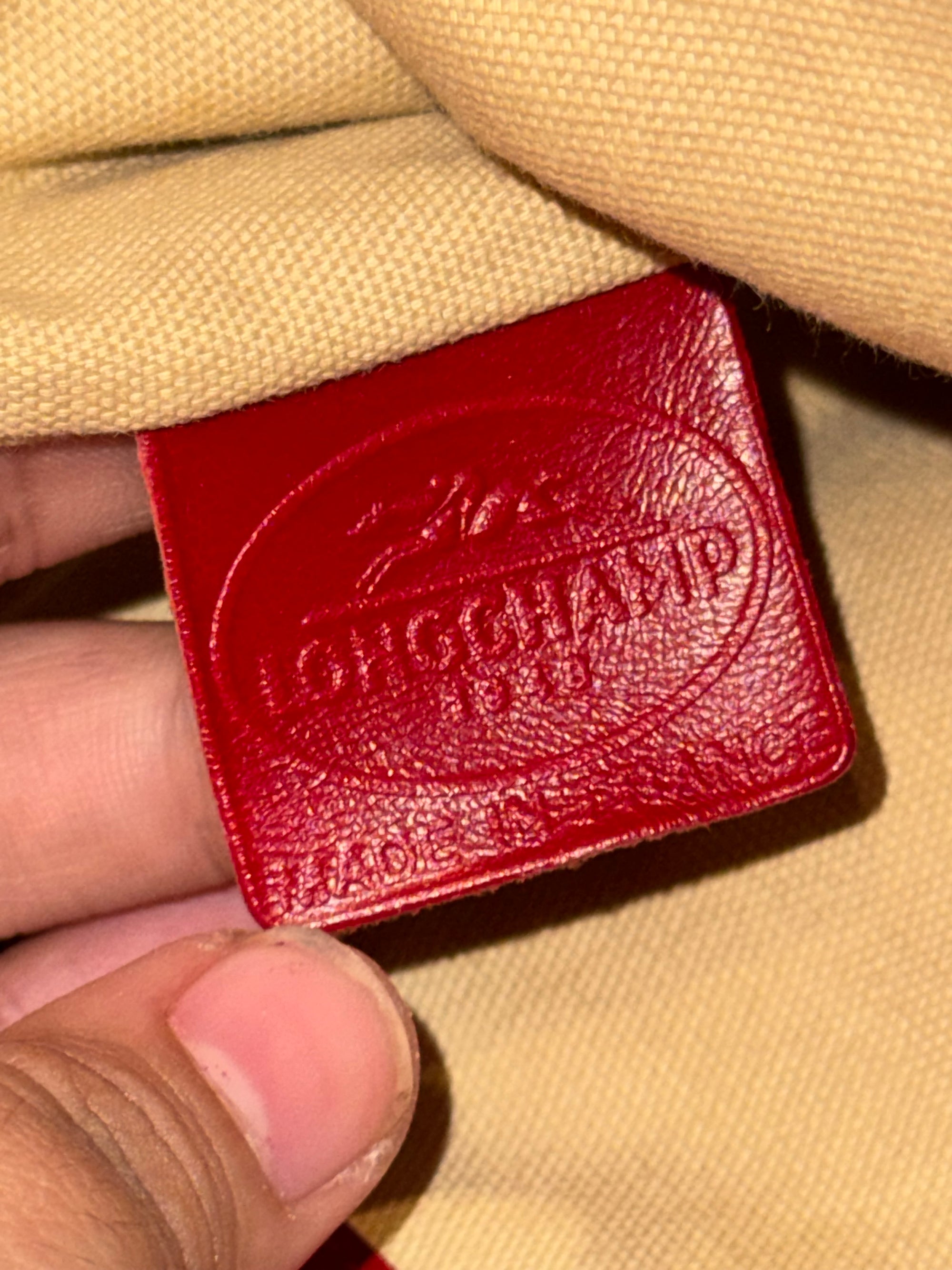 Longchamp LM Embossed Tote Red