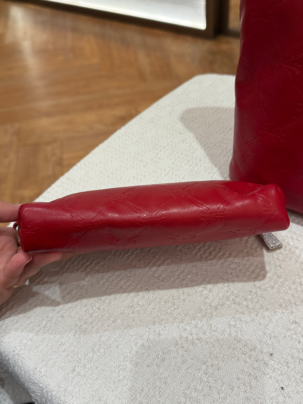 Longchamp LM Embossed Tote Red