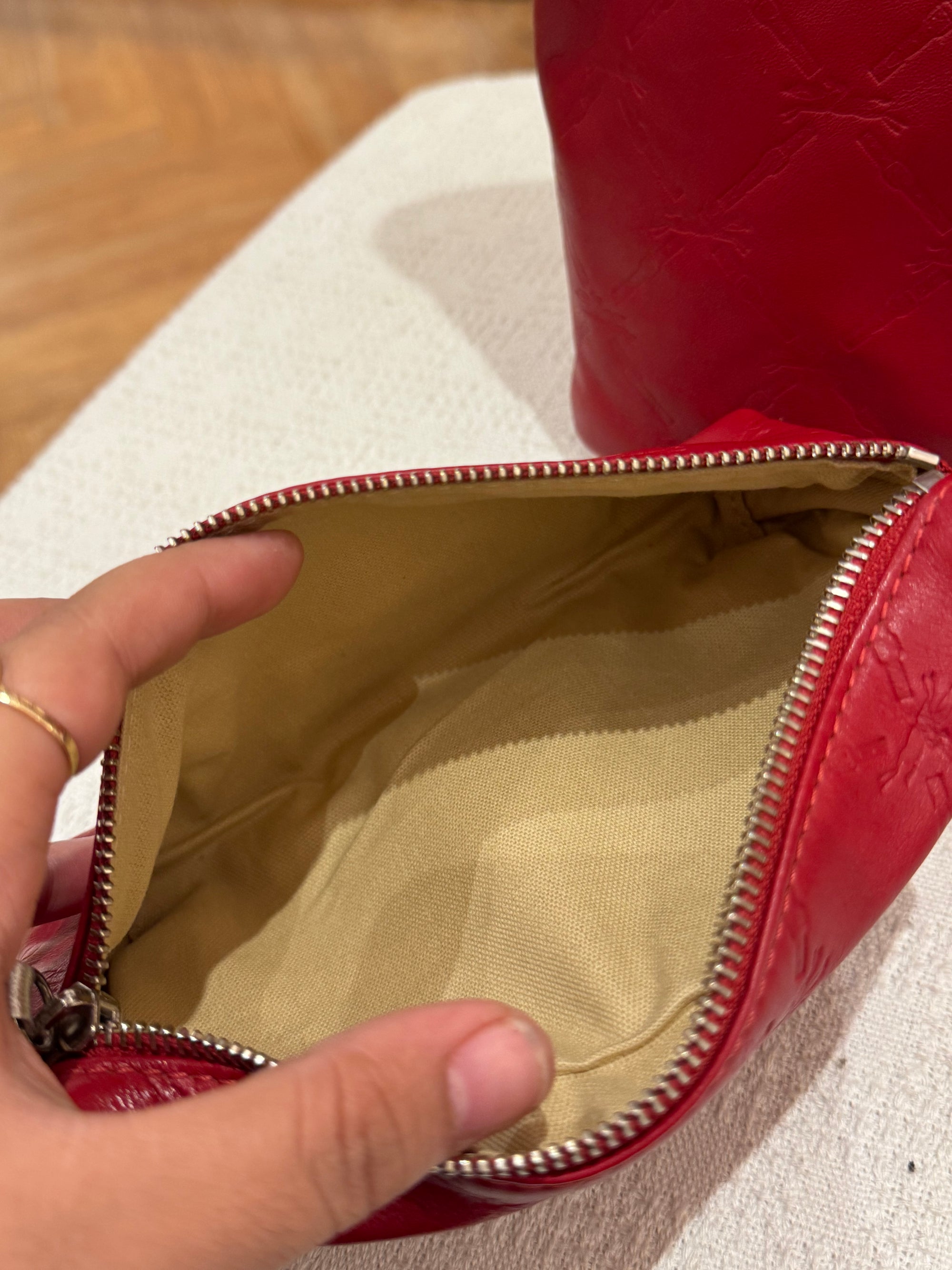 Longchamp LM Embossed Tote Red