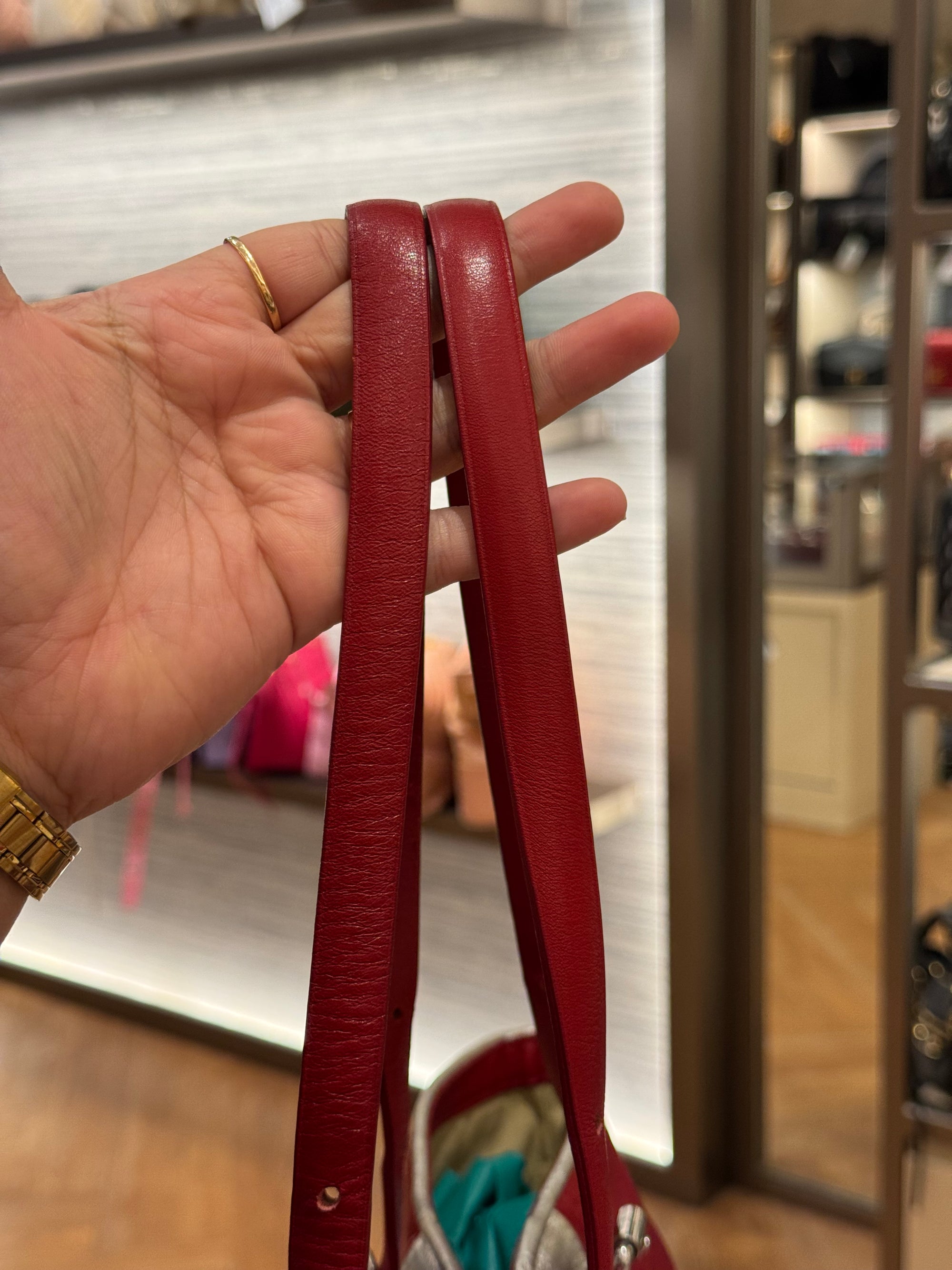 Longchamp LM Embossed Tote Red
