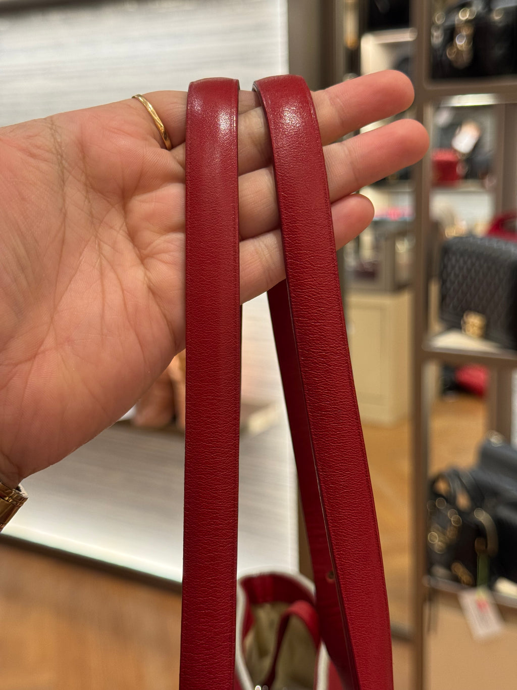 Longchamp LM Embossed Tote Red