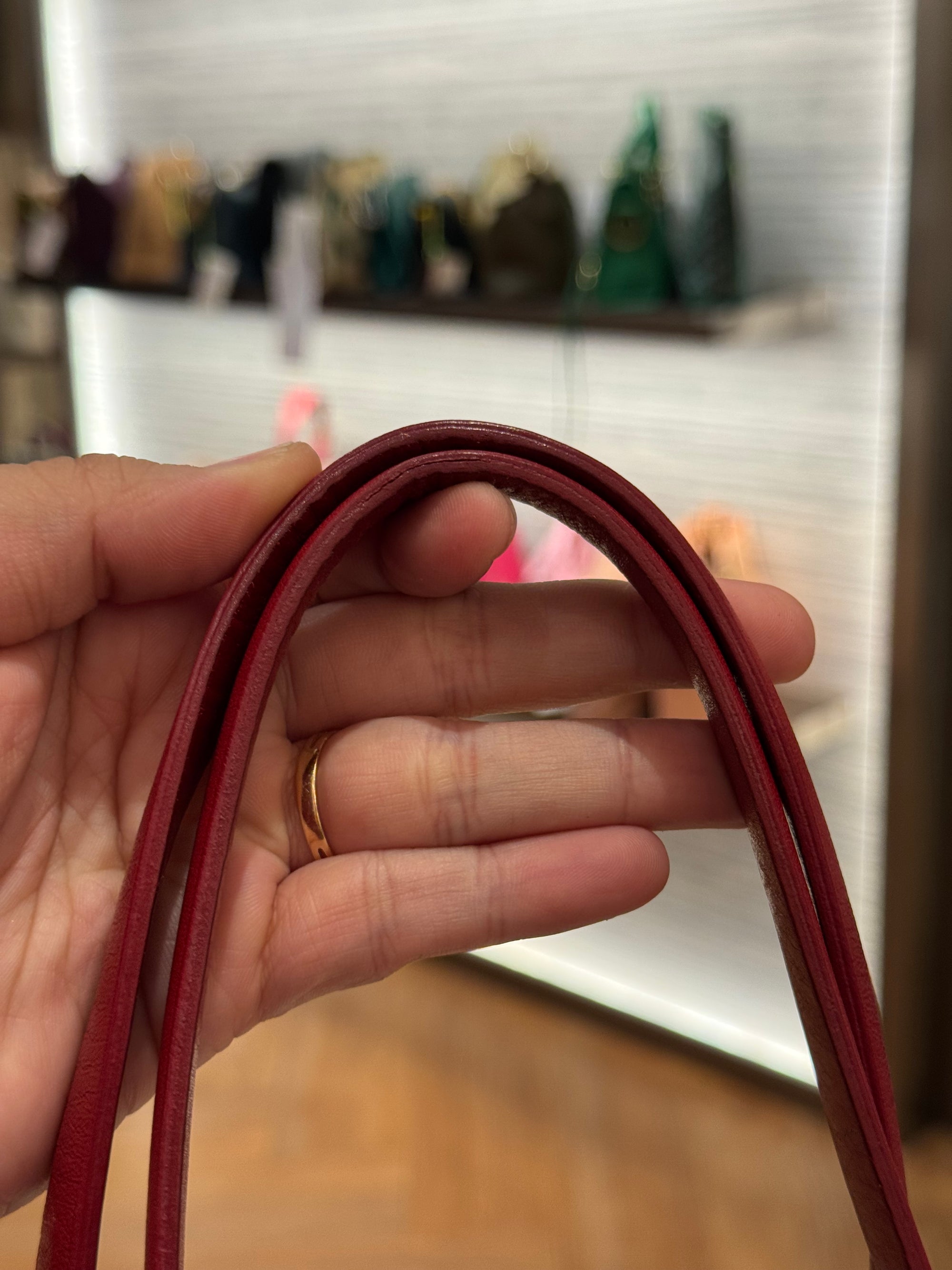 Longchamp LM Embossed Tote Red