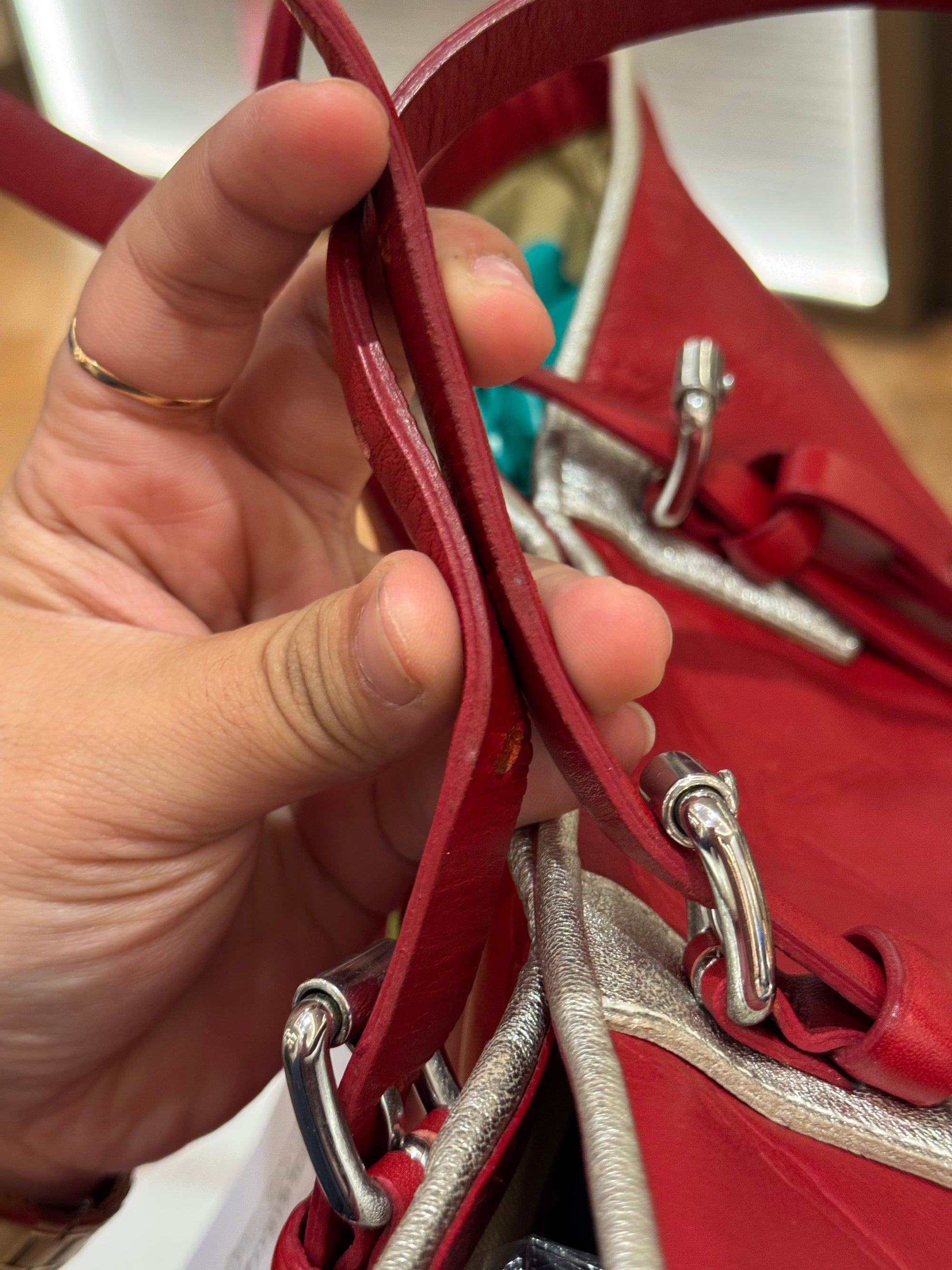 Longchamp LM Embossed Tote Red