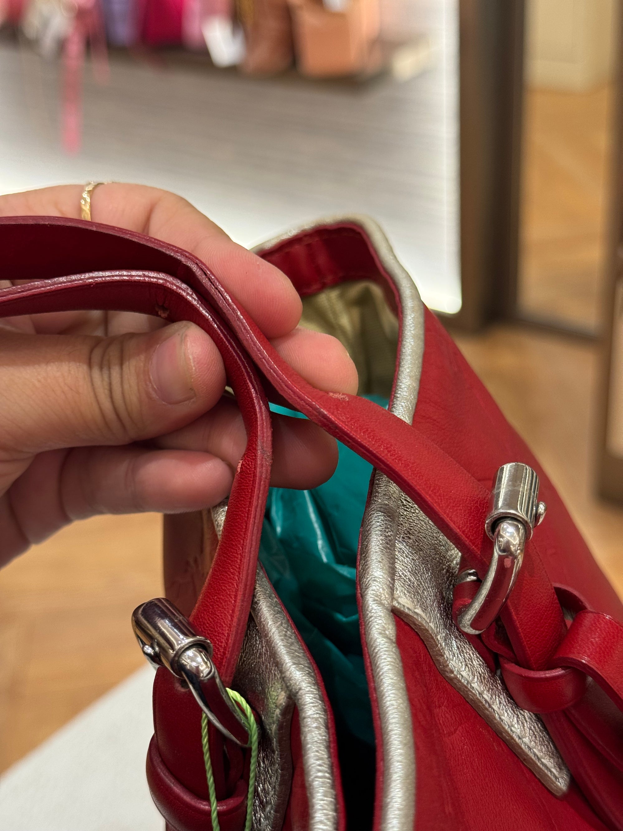 Longchamp LM Embossed Tote Red