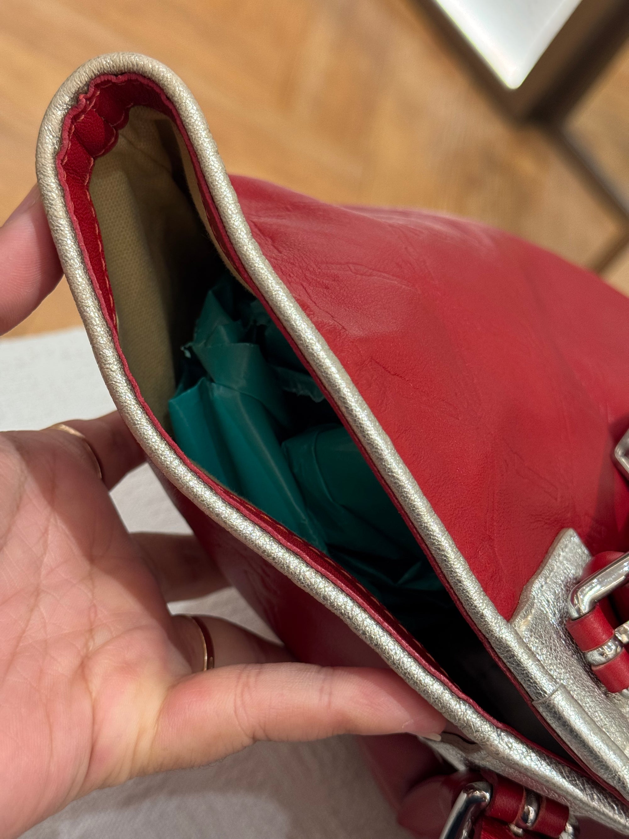 Longchamp LM Embossed Tote Red