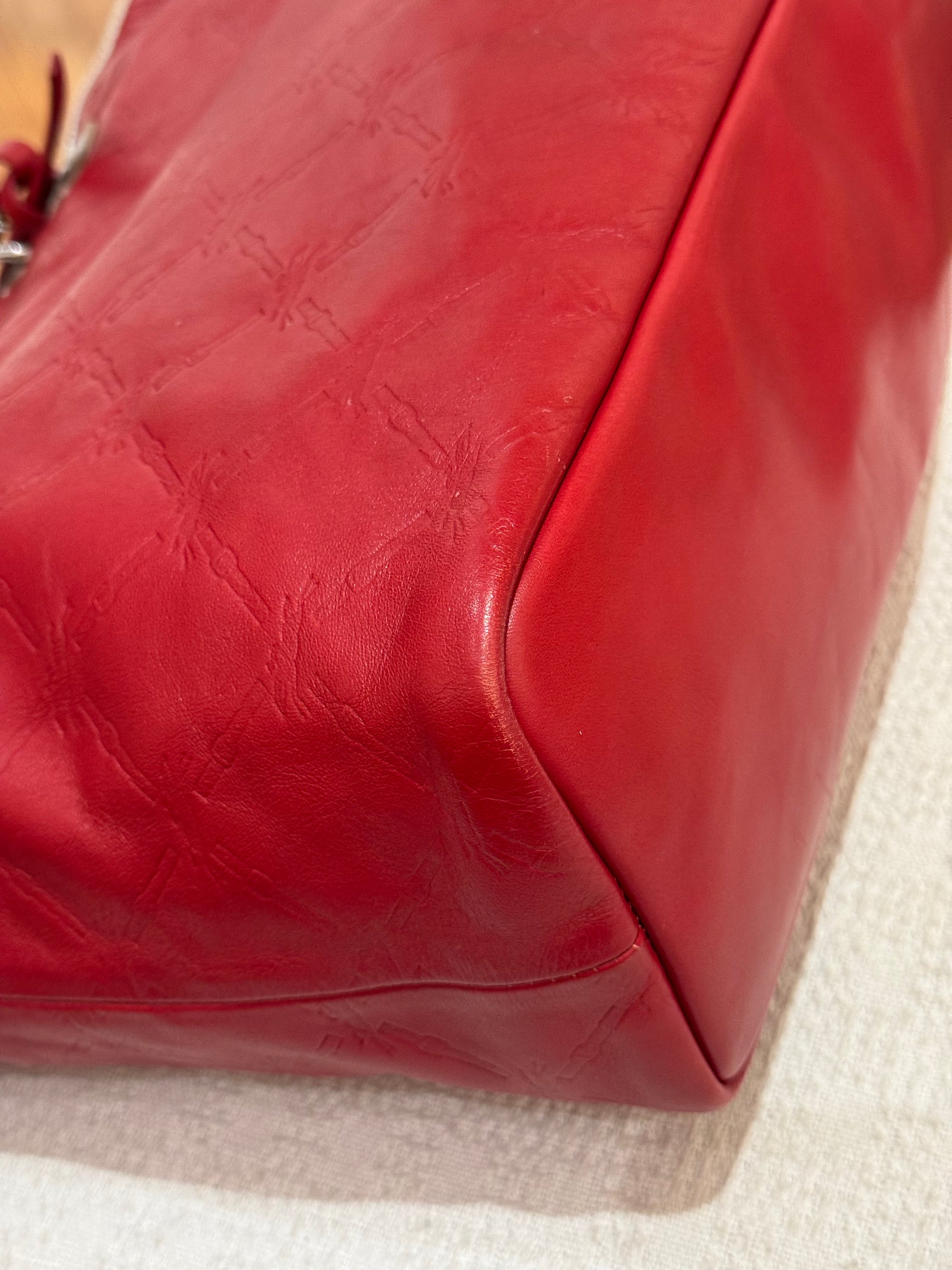 Longchamp LM Embossed Tote Red