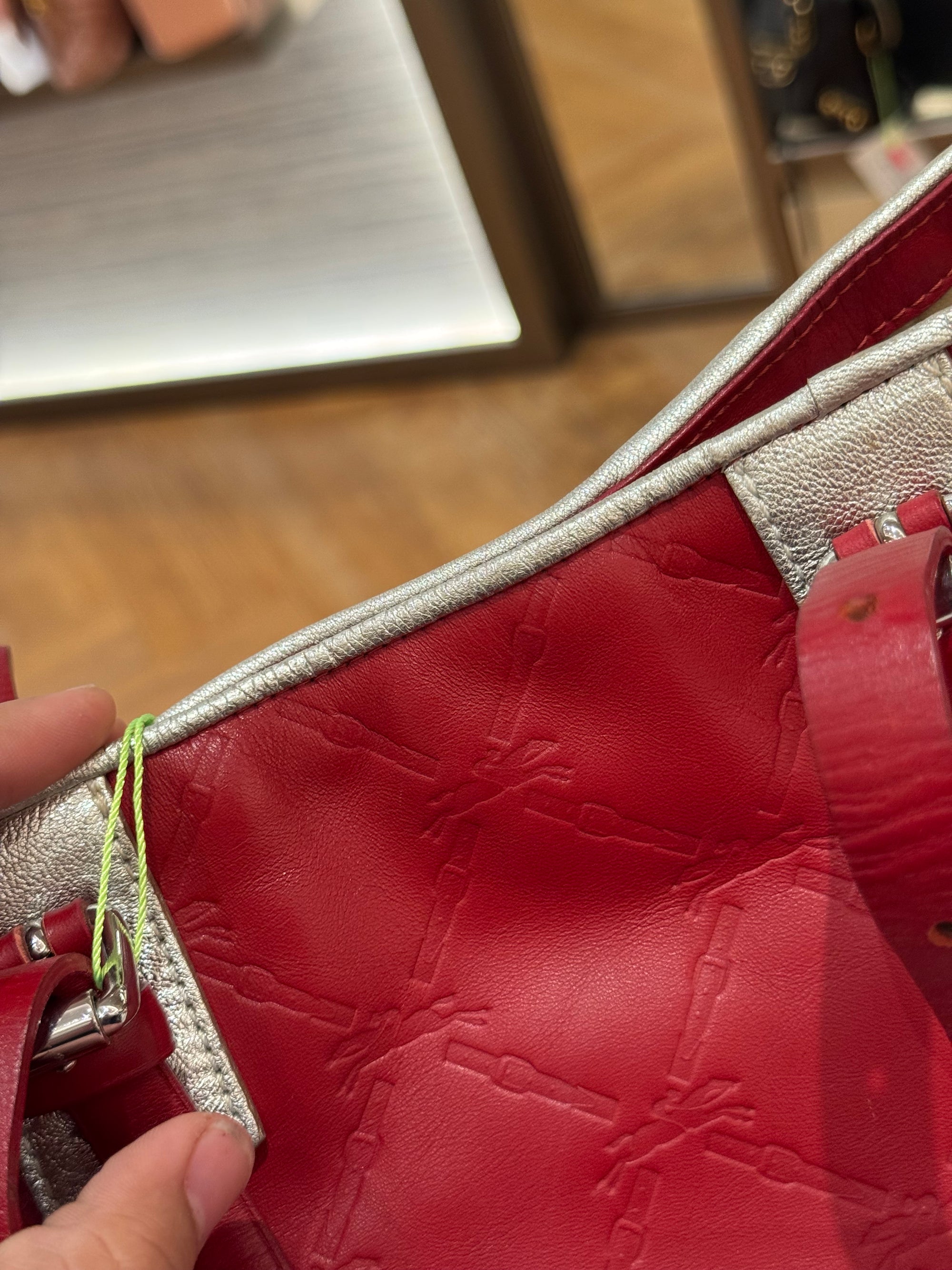 Longchamp LM Embossed Tote Red