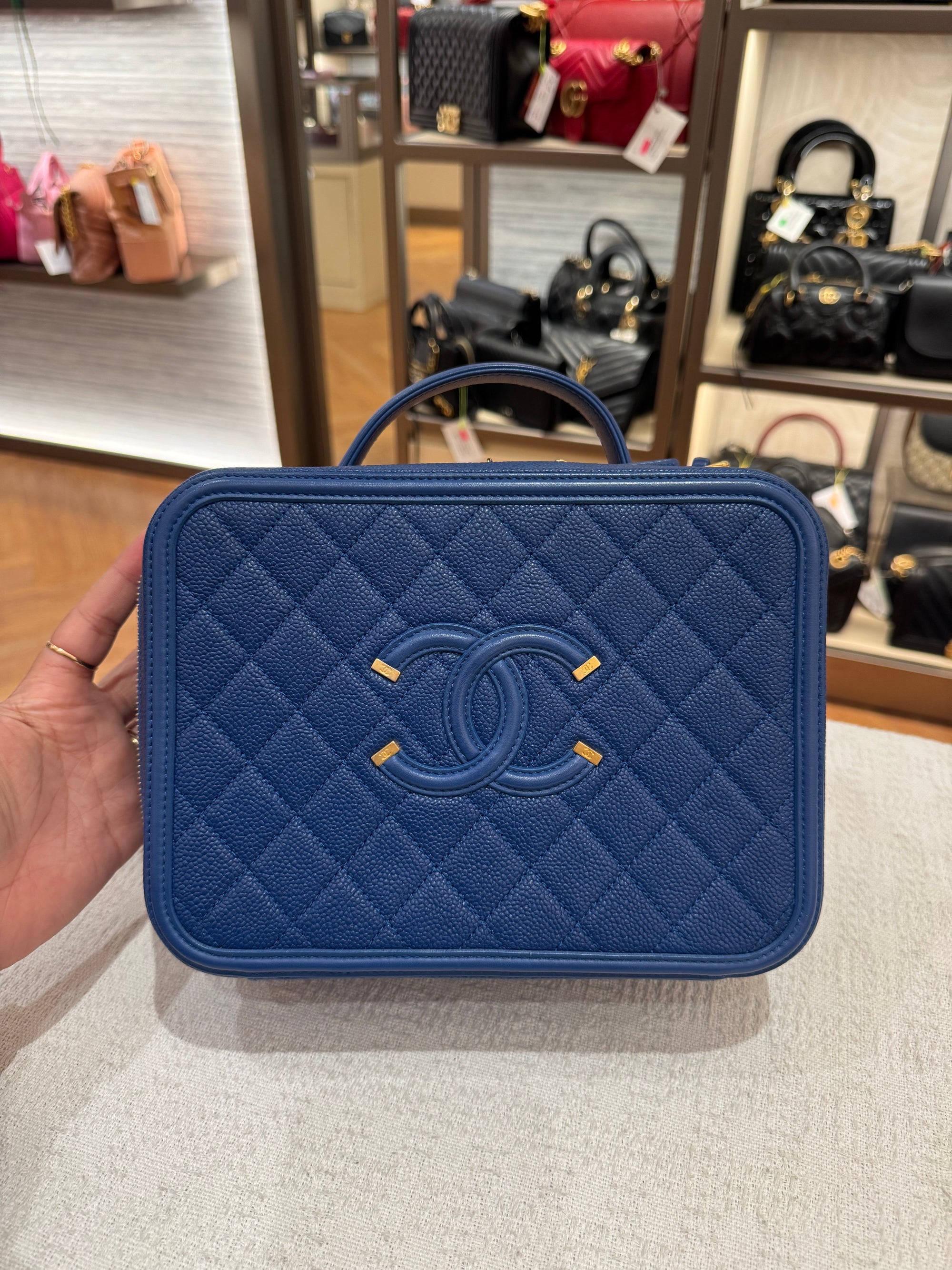 Chanel Filigree Vanity Caviar Blue