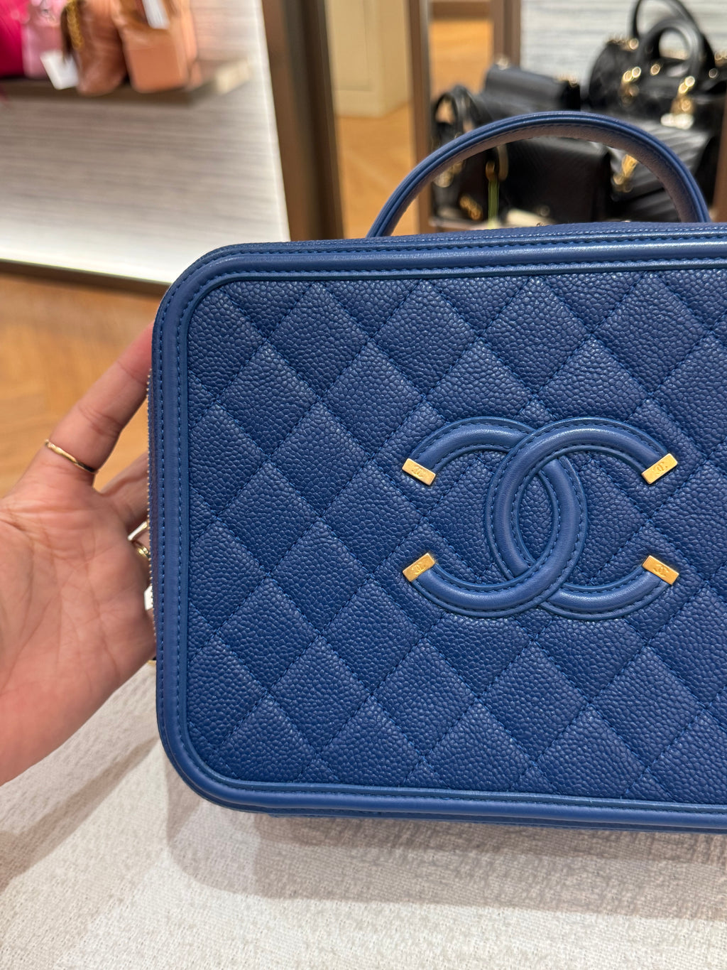 Chanel Filigree Vanity Caviar Blue