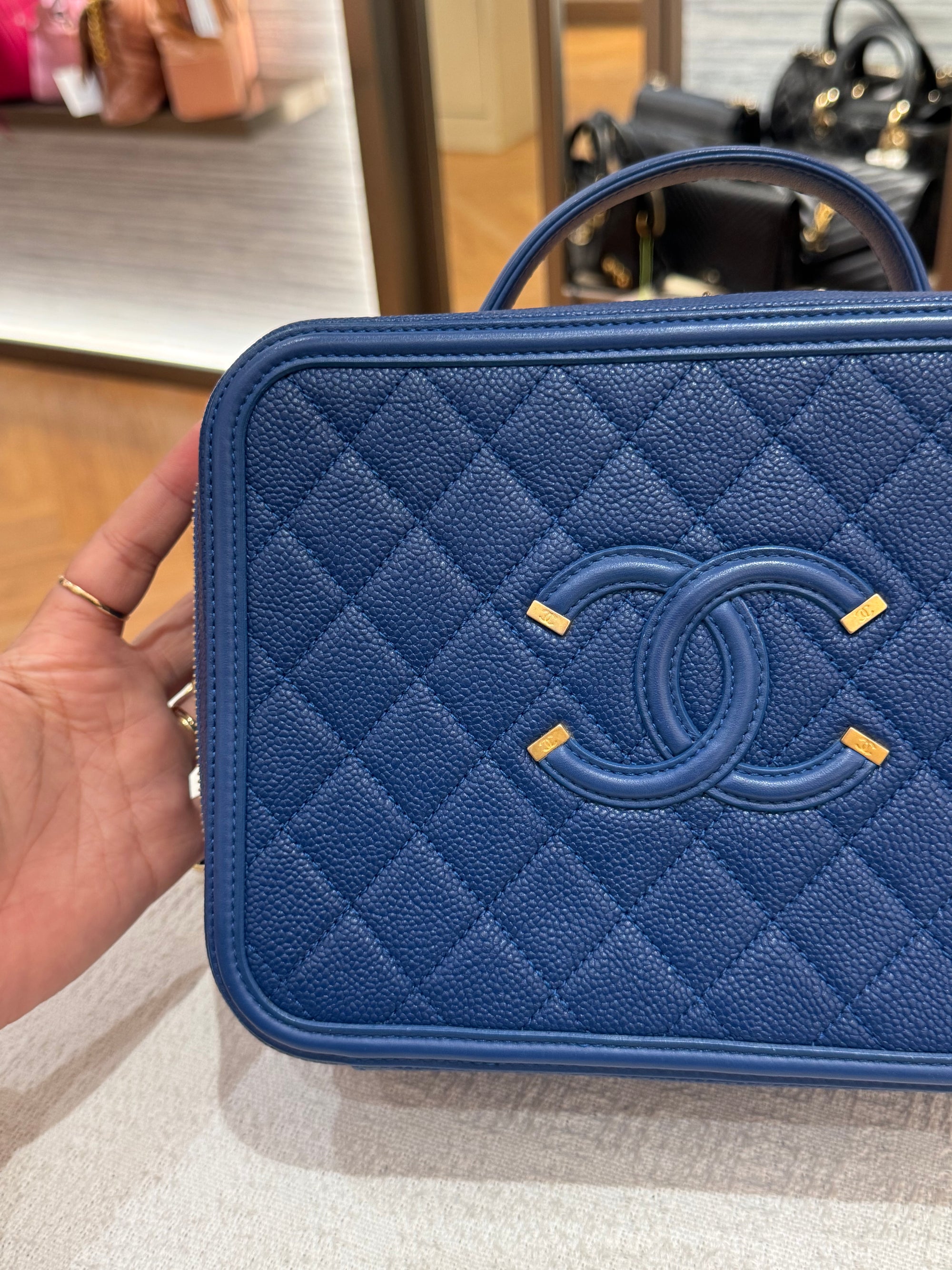 Chanel Filigree Vanity Caviar Blue