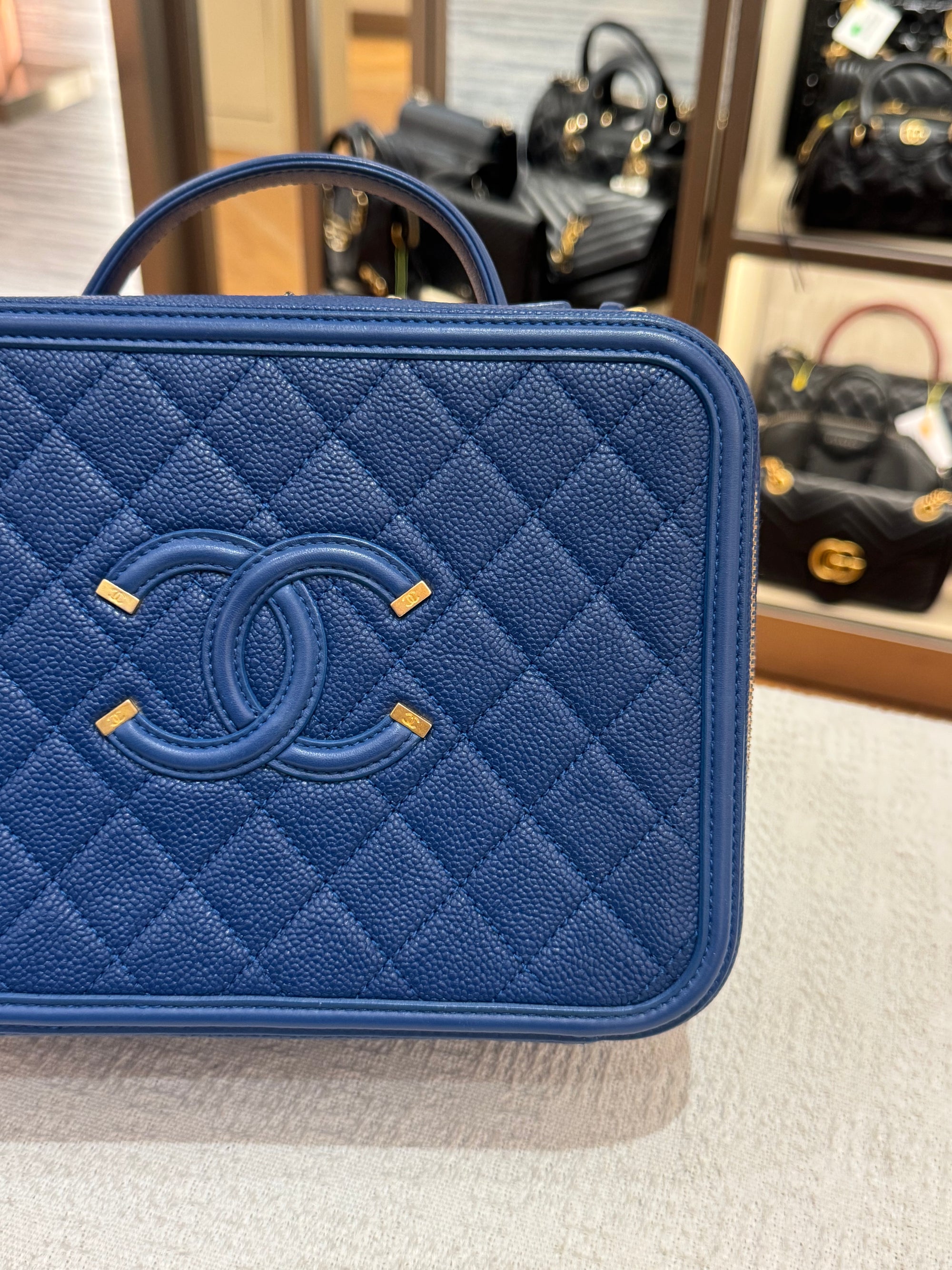 Chanel Filigree Vanity Caviar Blue