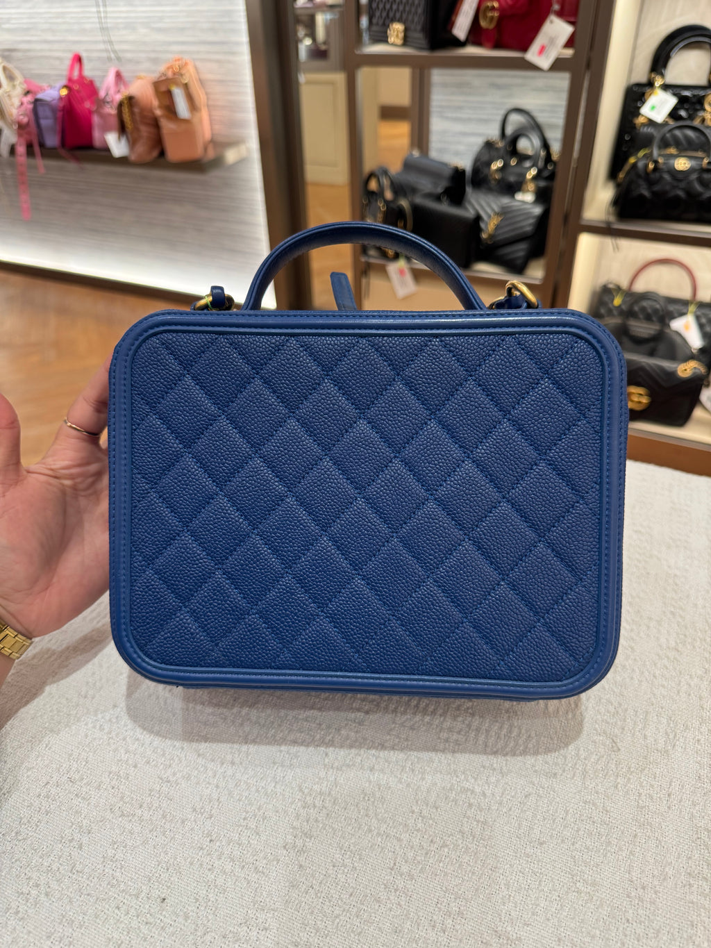 Chanel Filigree Vanity Caviar Blue