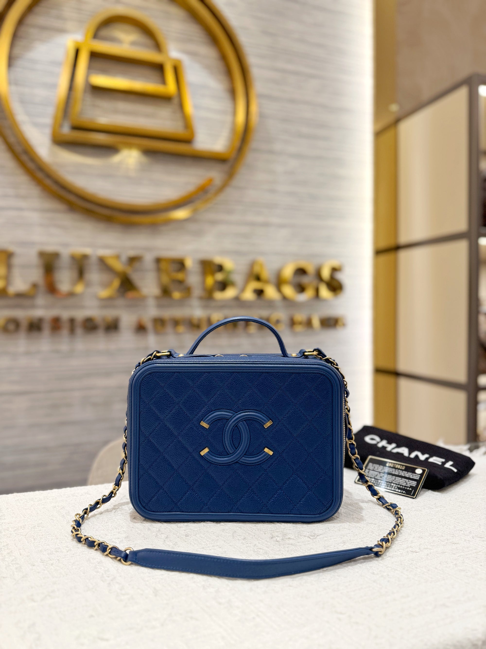 Chanel Filigree Vanity Caviar Blue