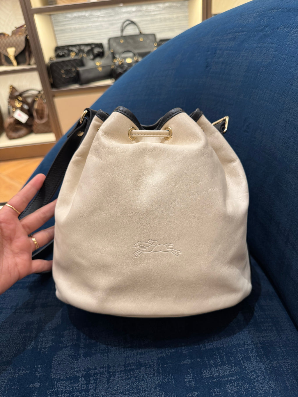 Longchamp Bucket Broken White