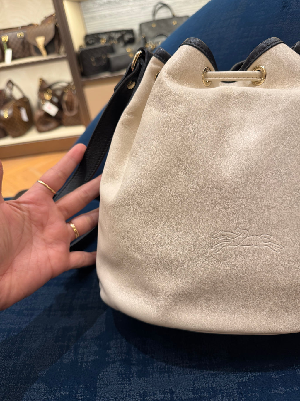 Longchamp Bucket Broken White