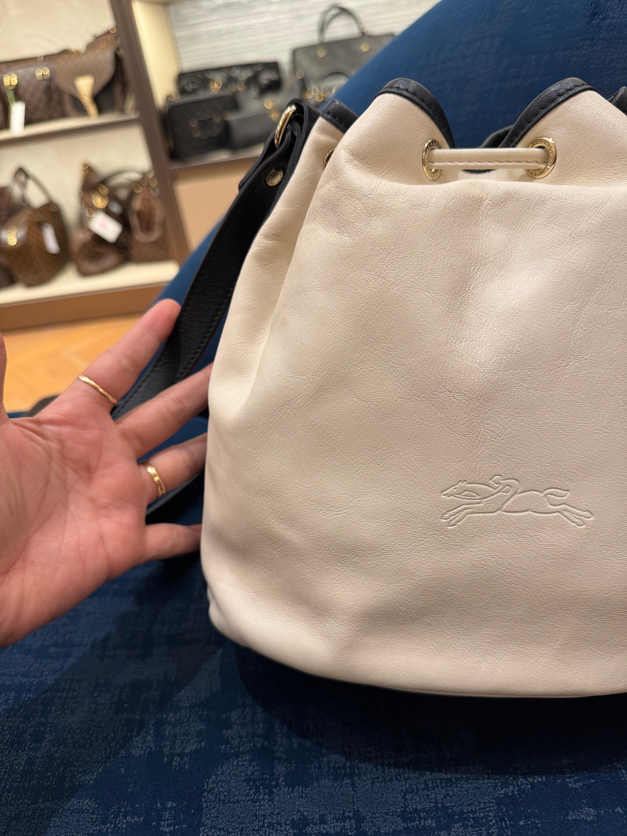 Longchamp Bucket Broken White