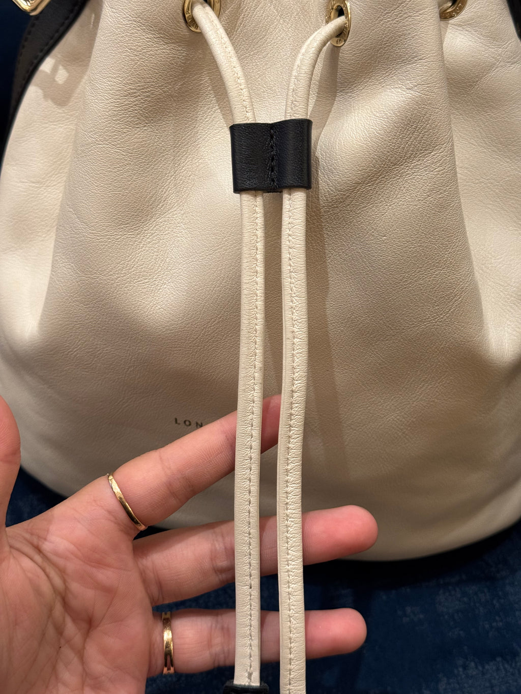 Longchamp Bucket Broken White