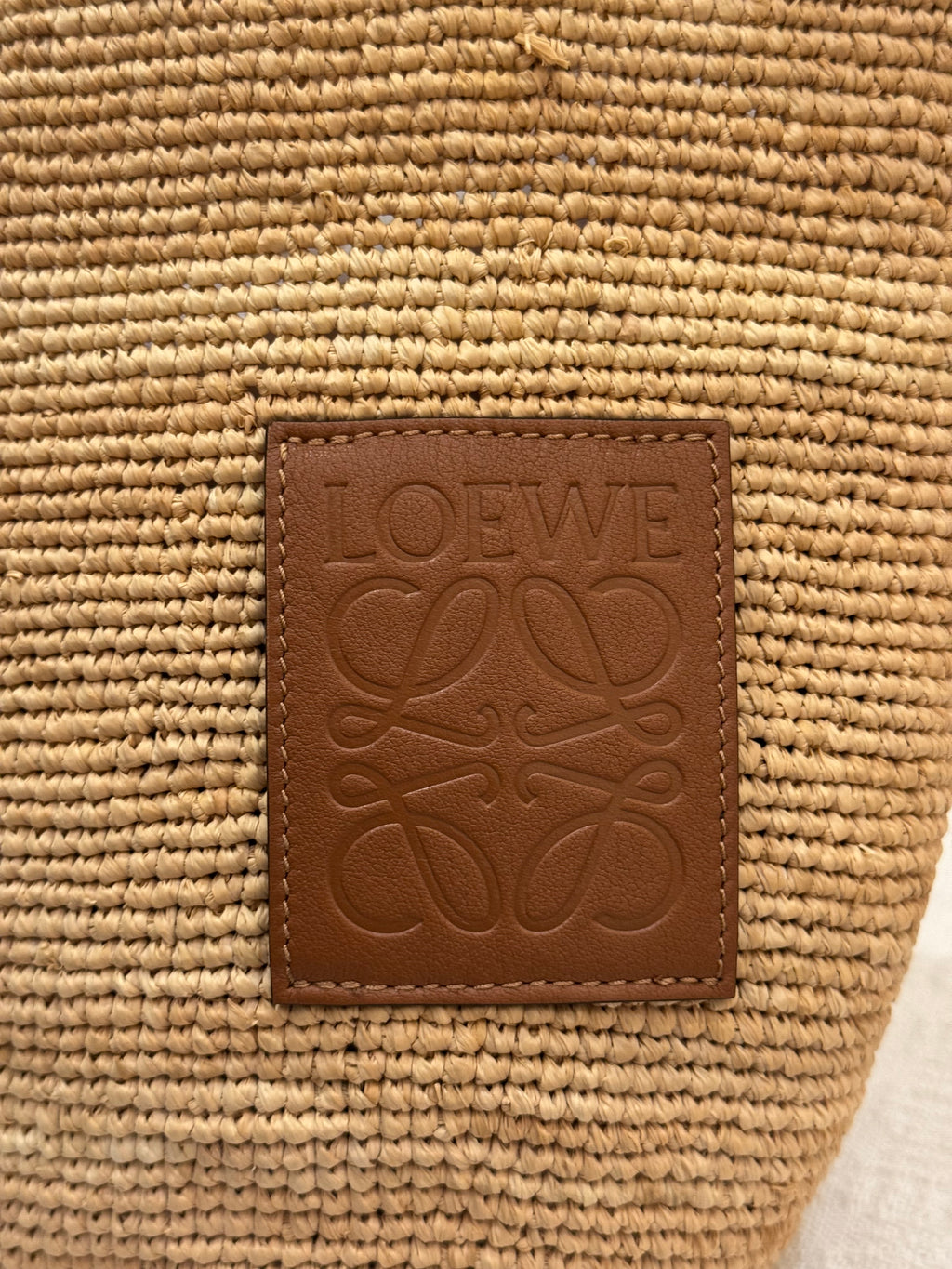 Loewe Raffia Slit Mini Tote Tan