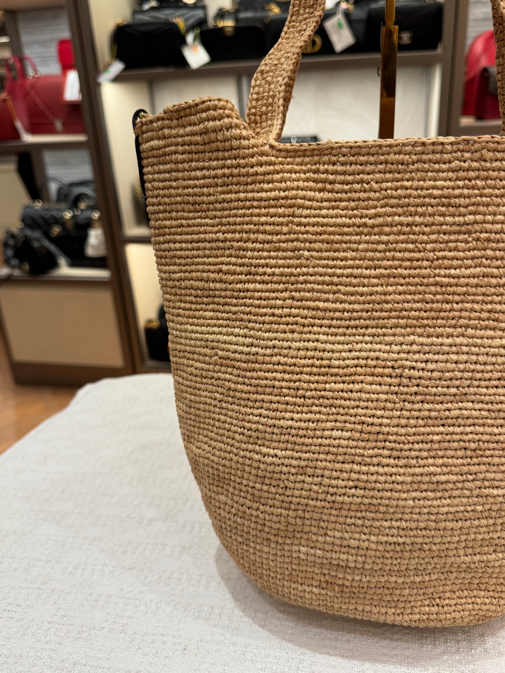 Loewe Raffia Slit Mini Tote Tan