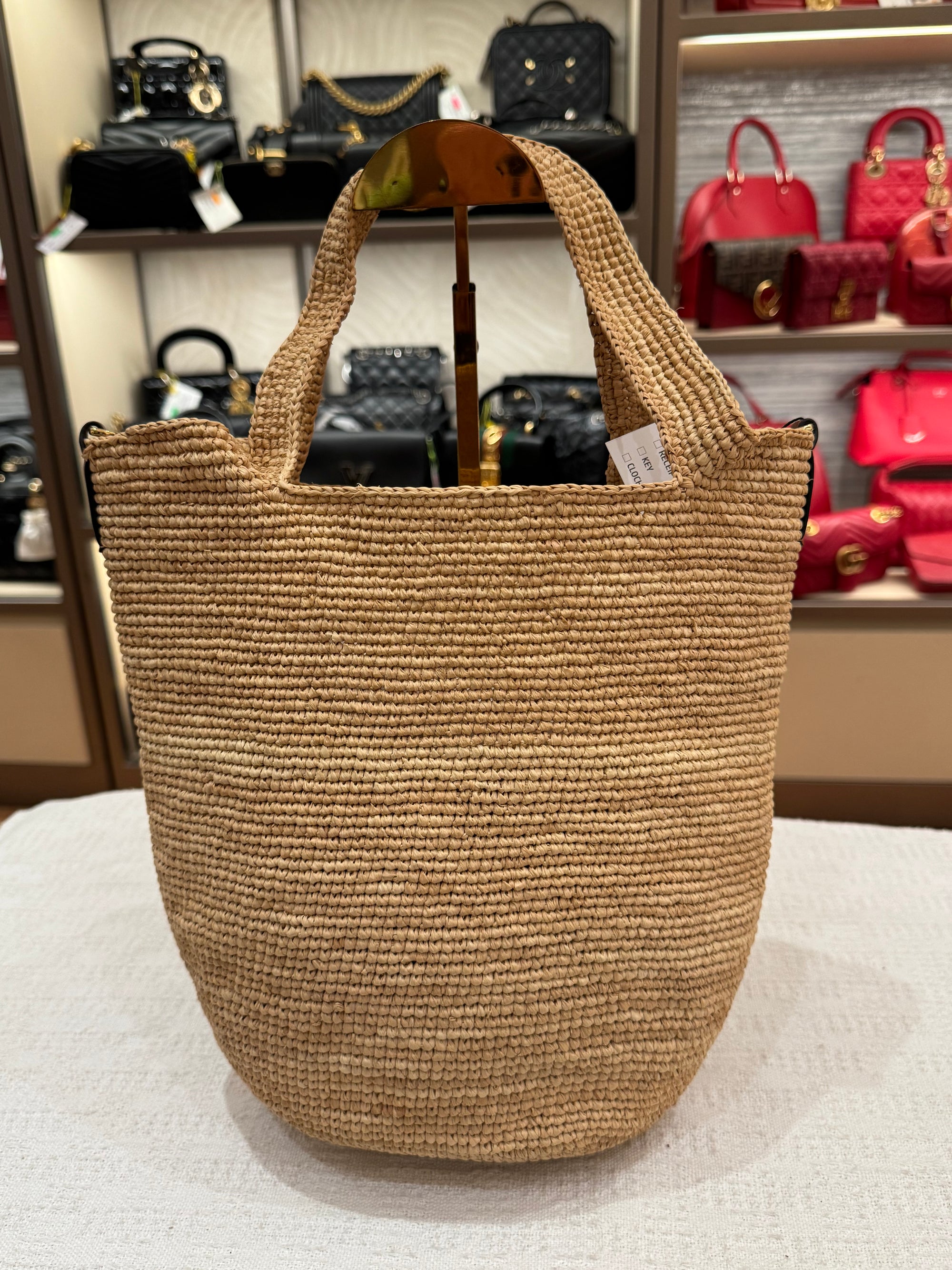 Loewe Raffia Slit Mini Tote Tan