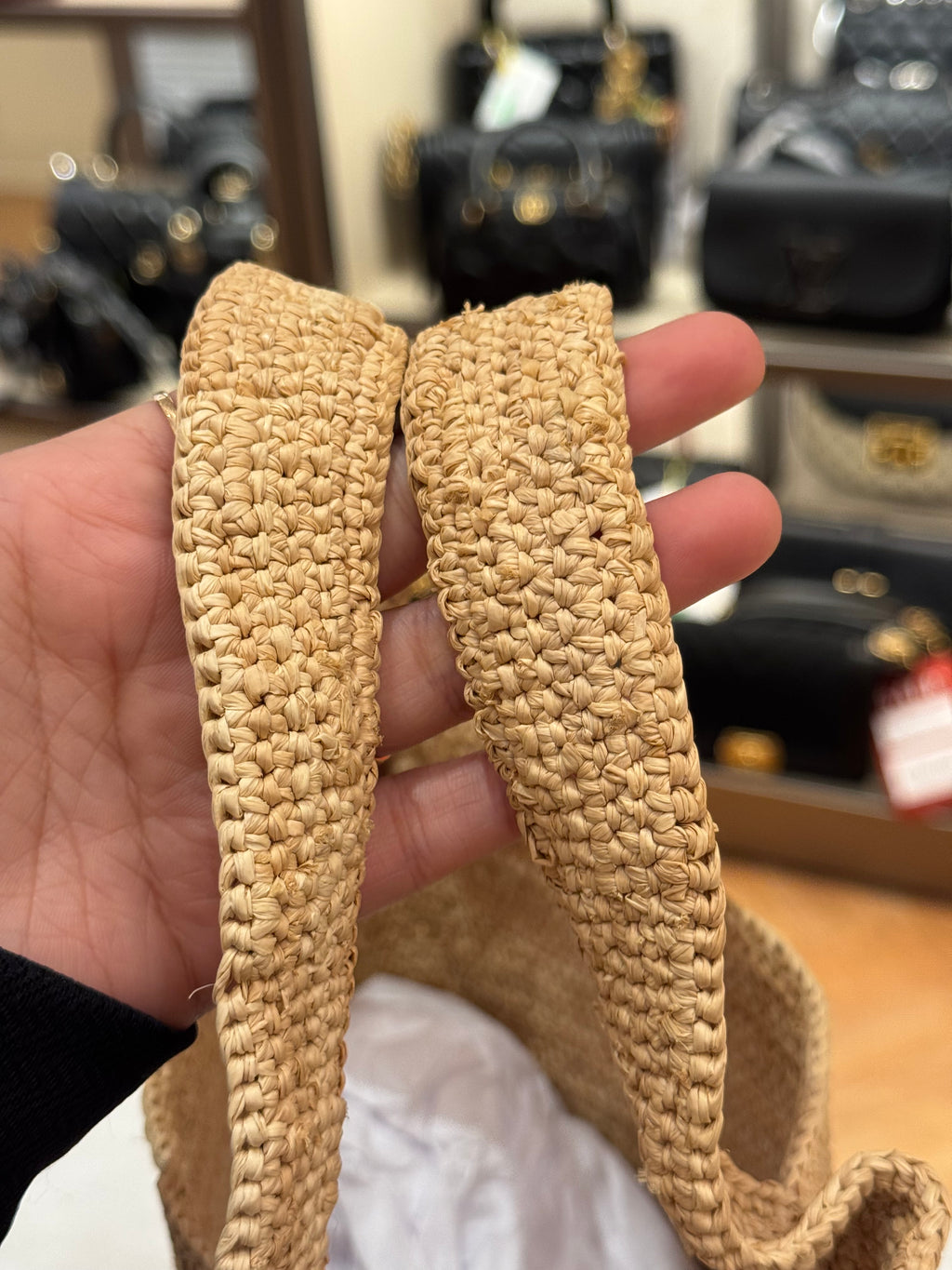 Loewe Raffia Slit Mini Tote Tan
