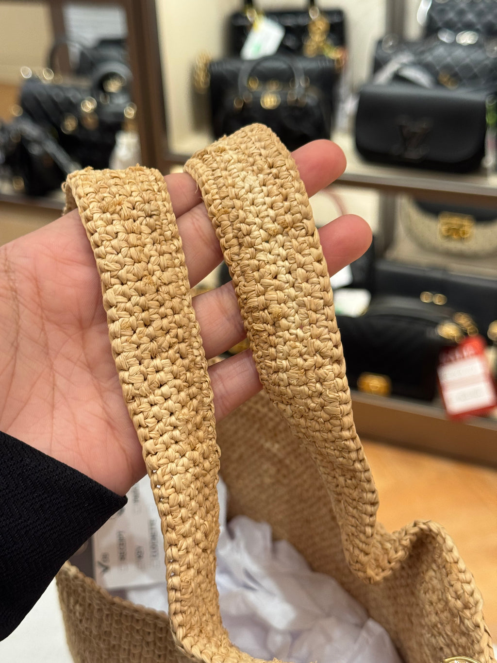 Loewe Raffia Slit Mini Tote Tan
