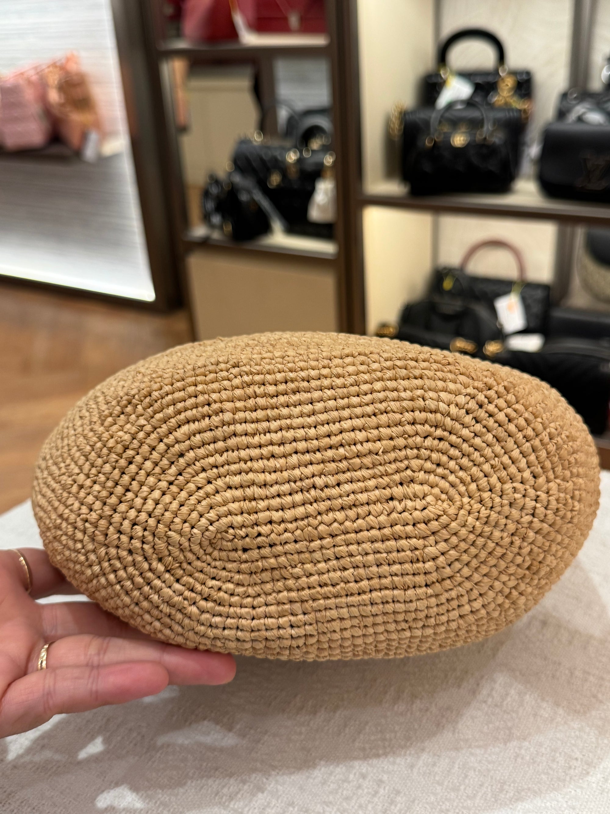 Loewe Raffia Slit Mini Tote Tan