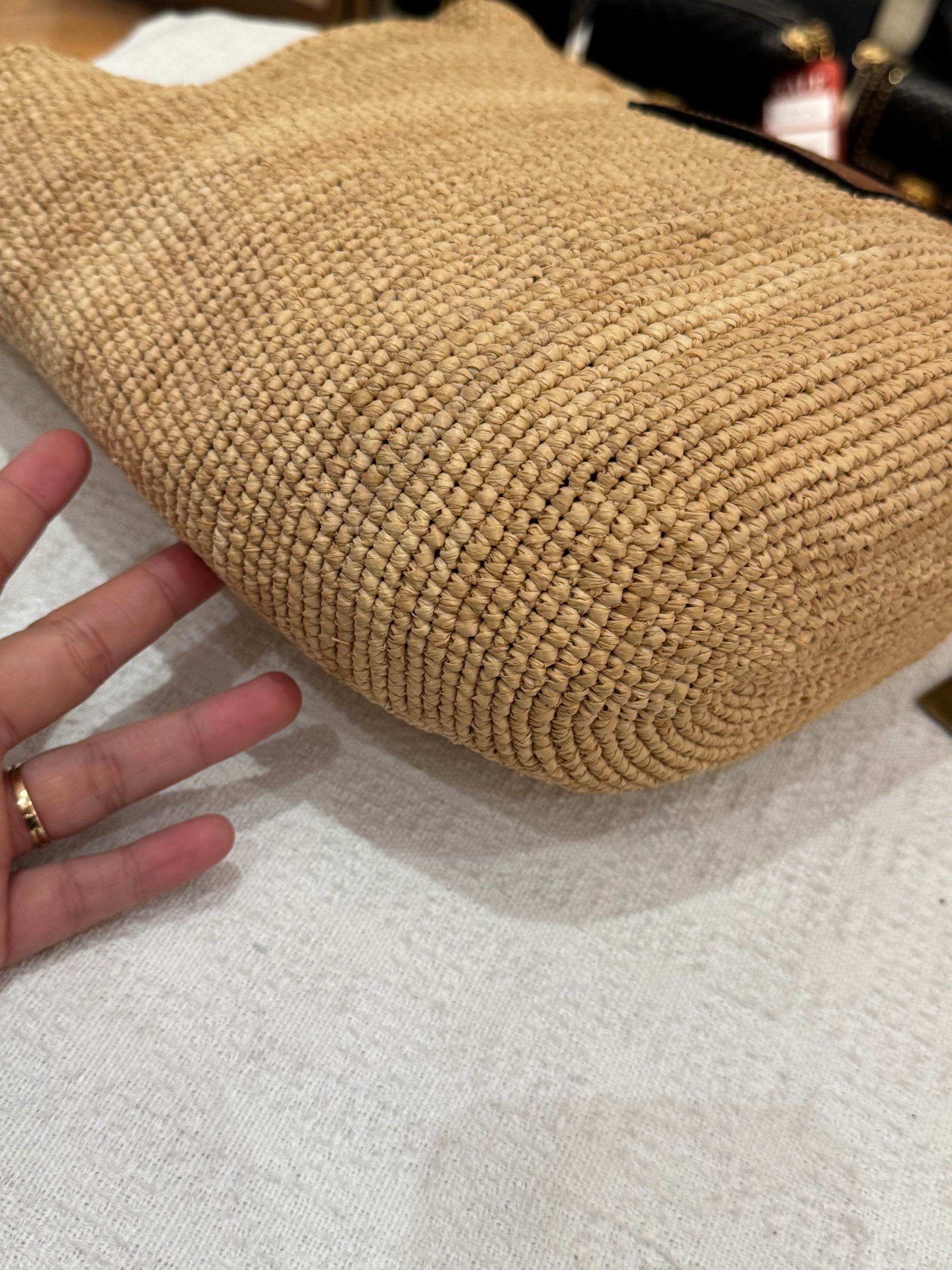 Loewe Raffia Slit Mini Tote Tan