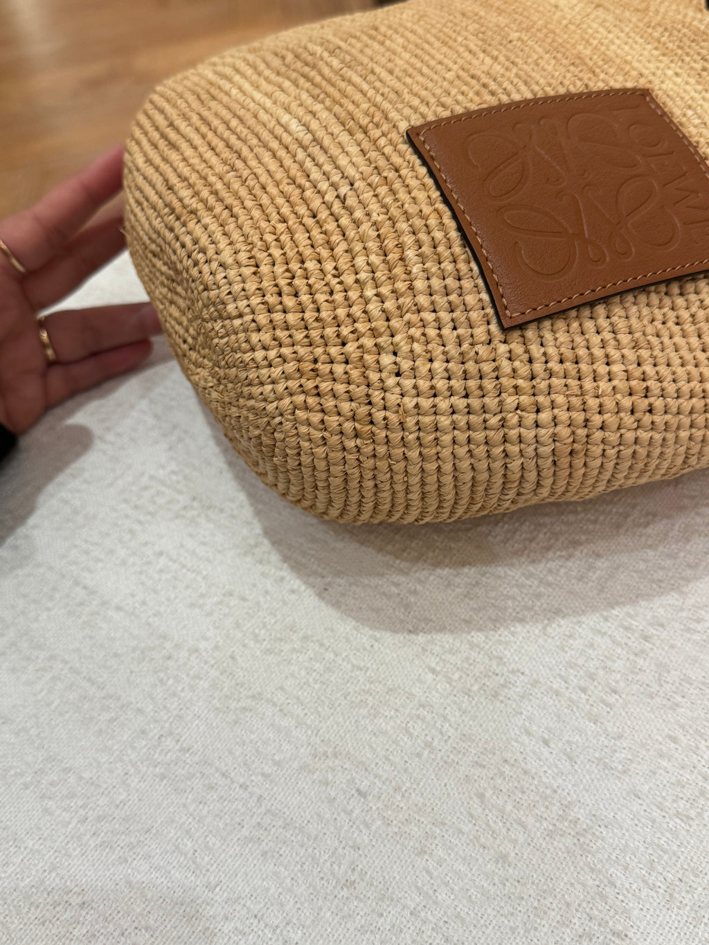 Loewe Raffia Slit Mini Tote Tan