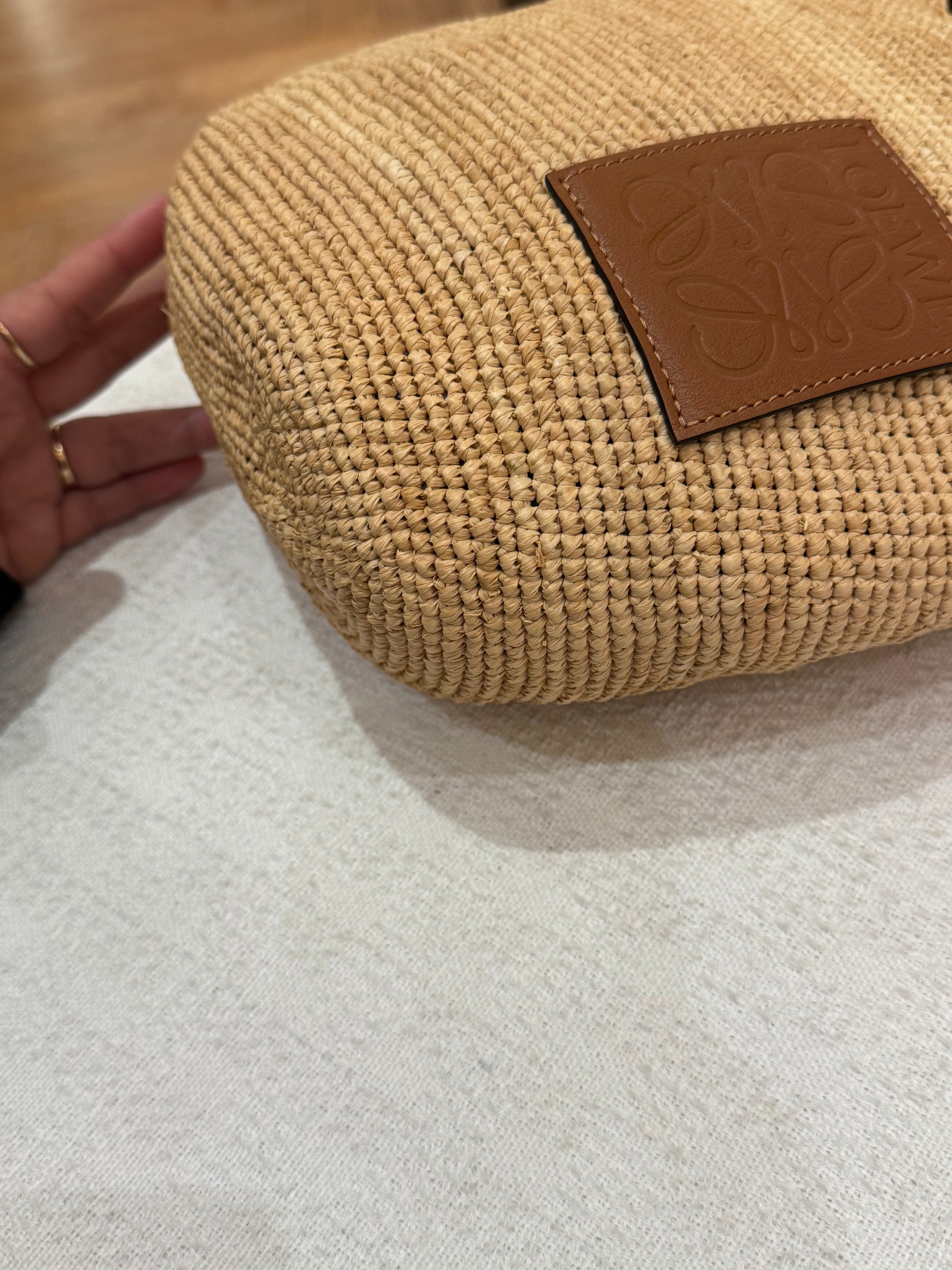 Loewe Raffia Slit Mini Tote Tan