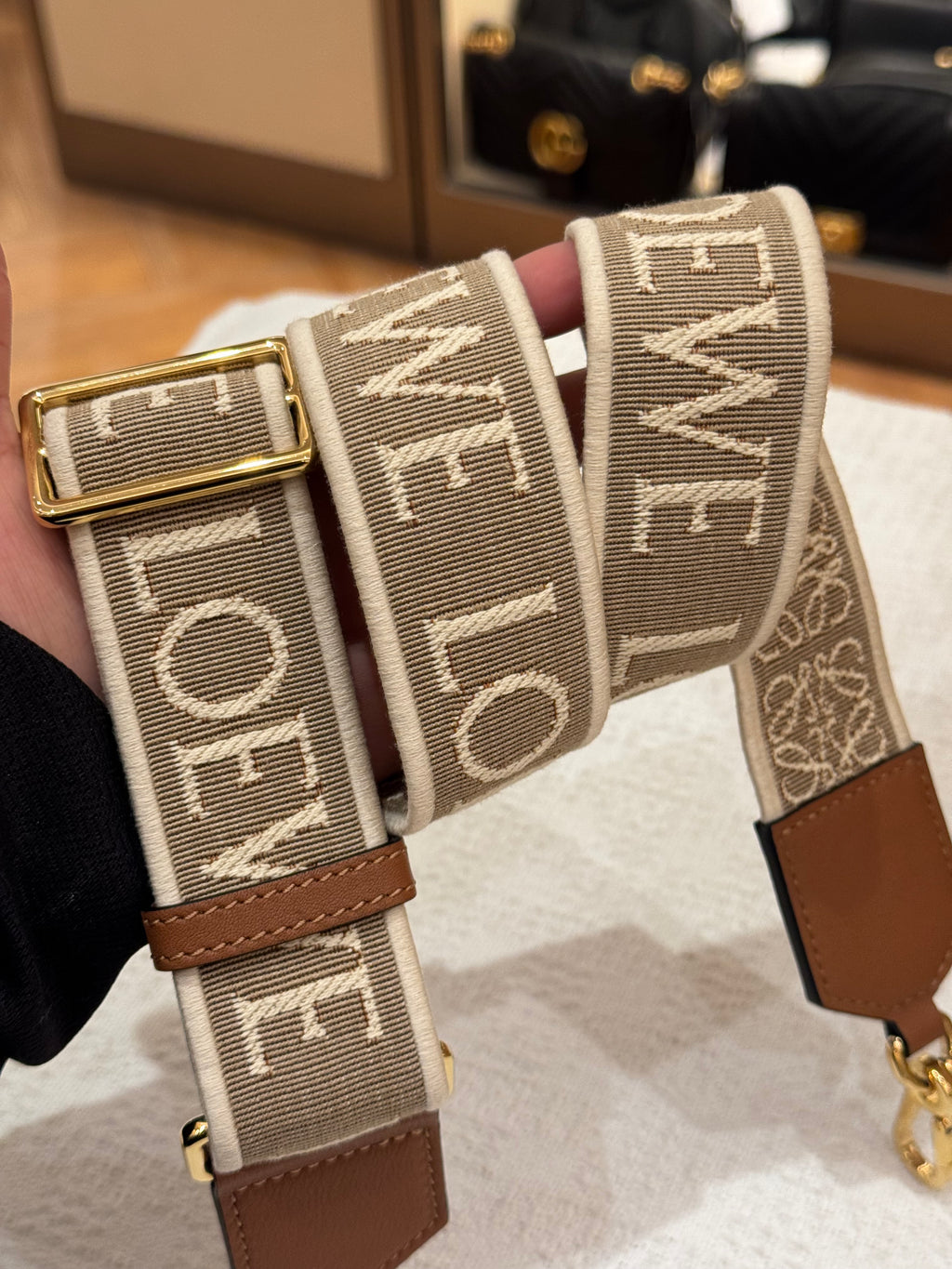 Loewe Raffia Slit Mini Tote Tan