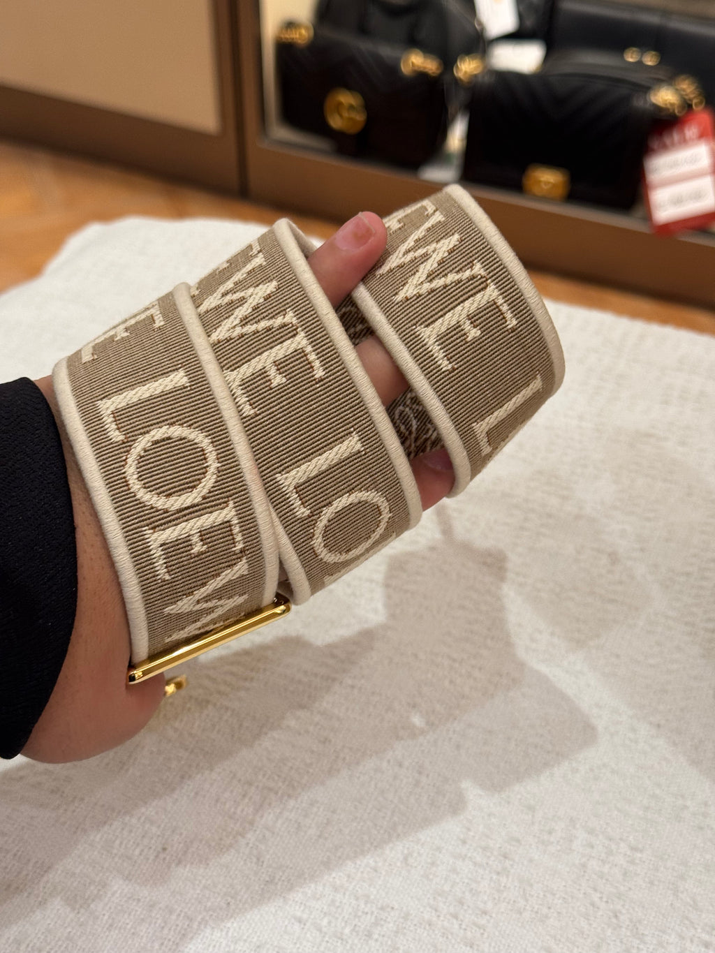Loewe Raffia Slit Mini Tote Tan