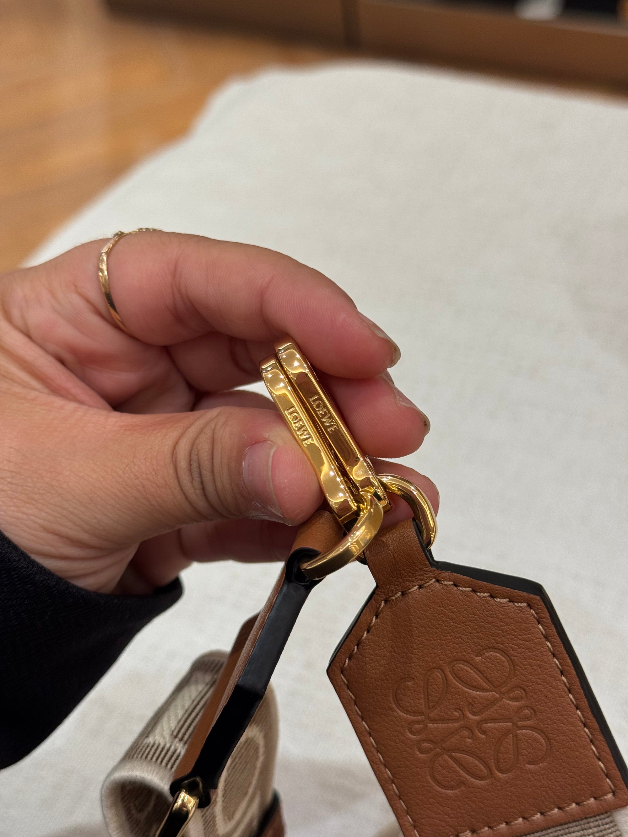 Loewe Raffia Slit Mini Tote Tan