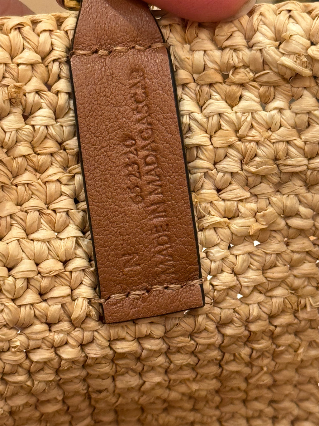 Loewe Raffia Slit Mini Tote Tan