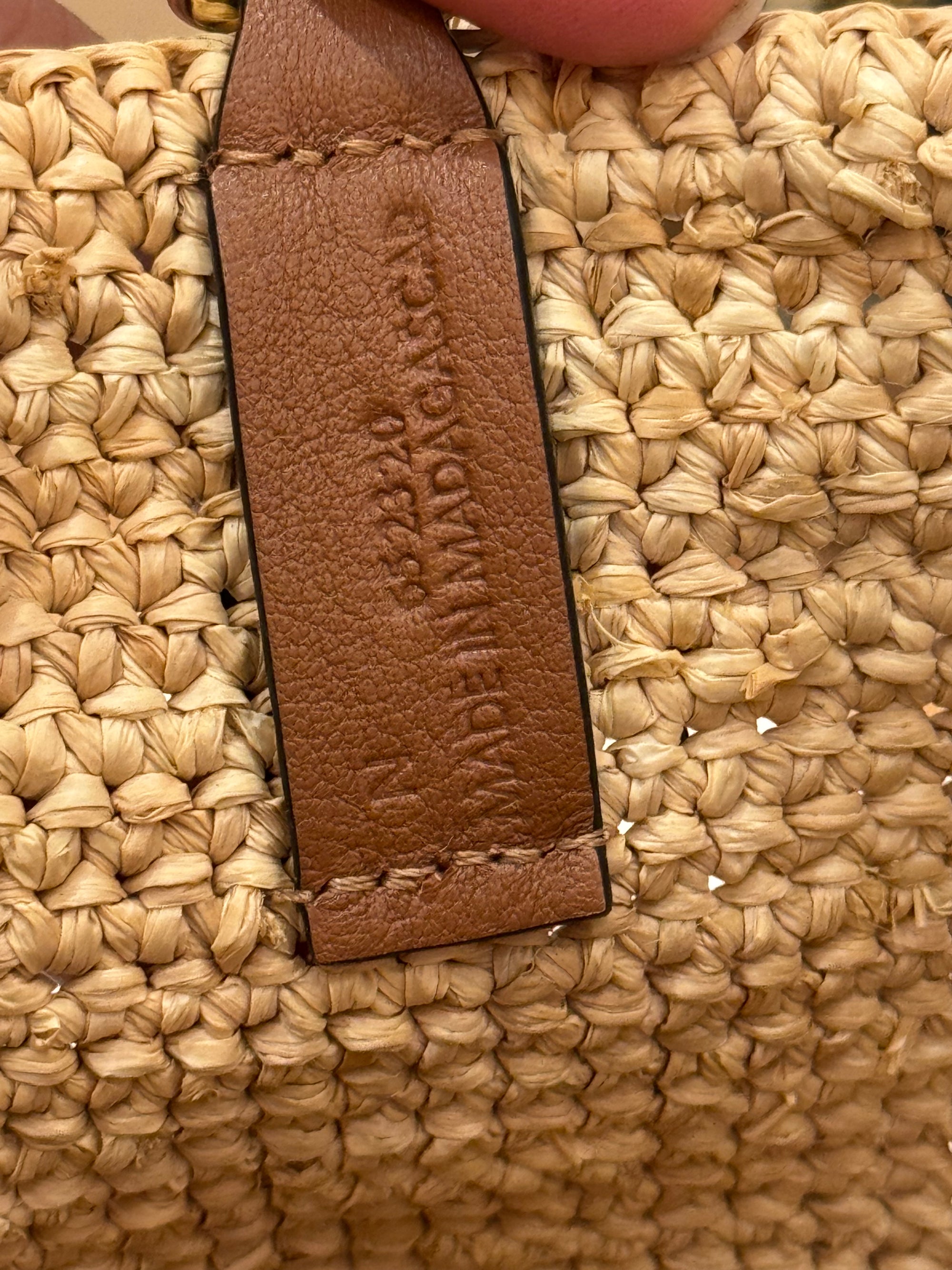 Loewe Raffia Slit Mini Tote Tan