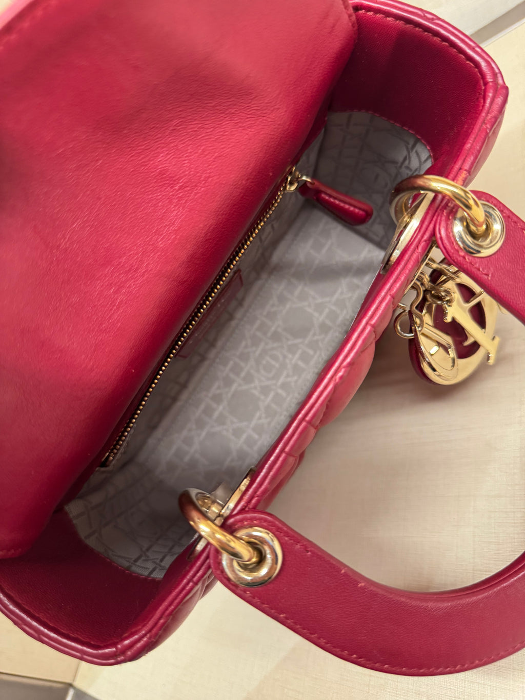 Lady Dior Small Red Strap Pin