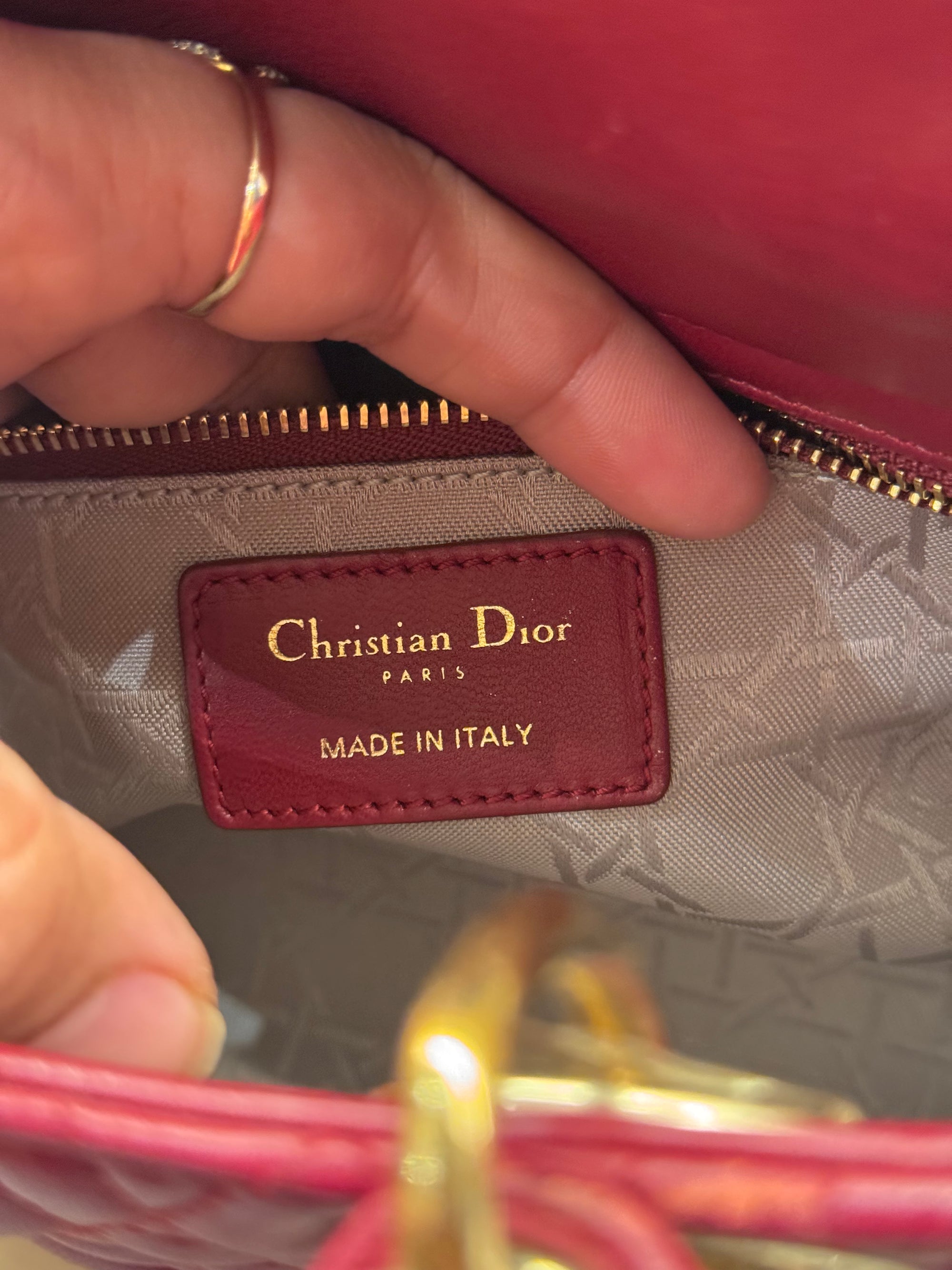 Lady Dior Small Red Strap Pin